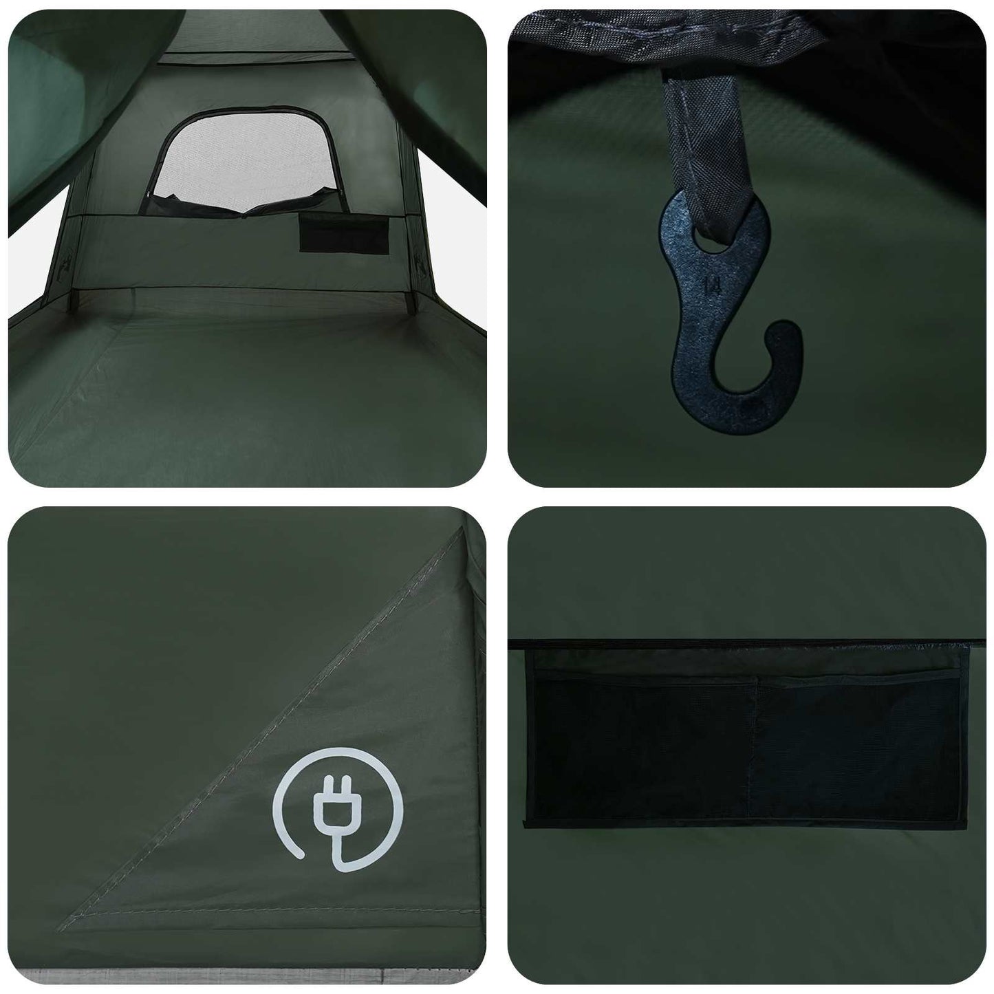 Familietelt Army Grøn 500 x 400 x 230 cm Polyester og Stål
