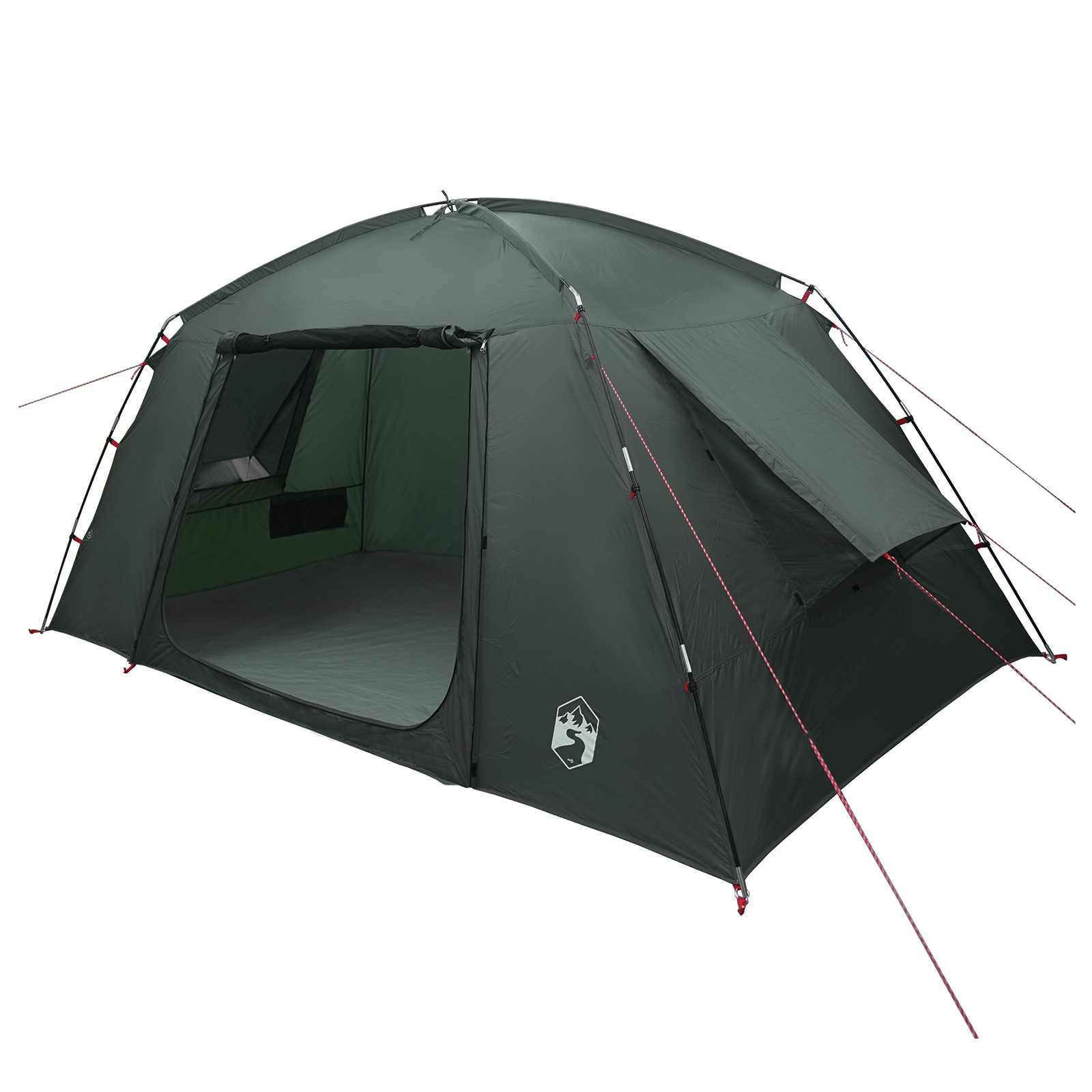 Hyttetelt med tag Army Grøn 400 x 210 x 180 cm Polyester billede