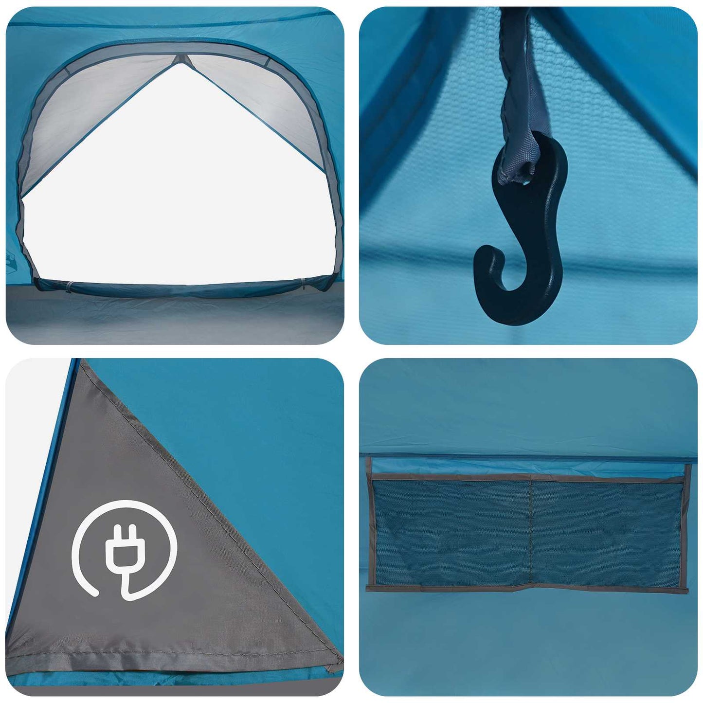 Camping telt med regnslag vandafvisende Blå 245 x 245 x 149 cm