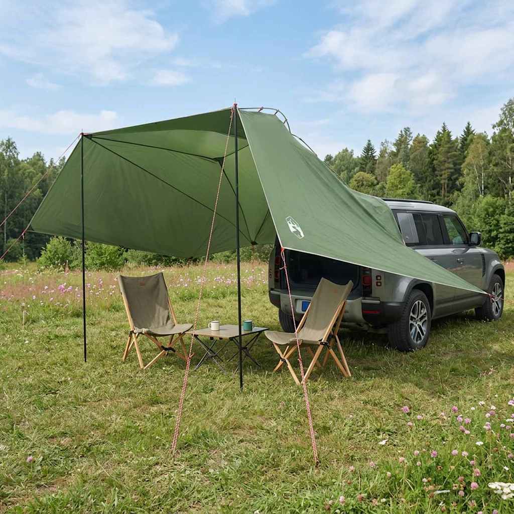 Bil telt med tag - grøn 350 × 250 cm, polyester og stål