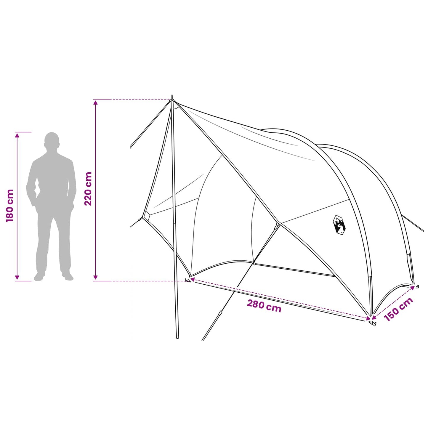 Tailgate awning vandafvisende Army Grøn 405 x 280 x 220 cm