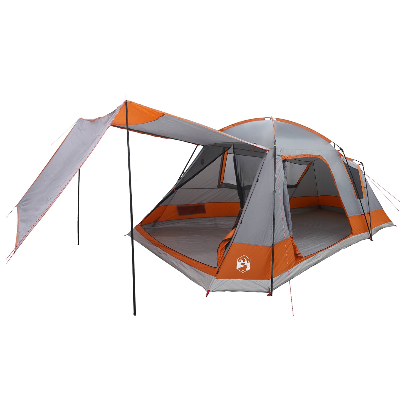 Hyttetelt med tag Grå og orange 12-person Polyester og Stål billede
