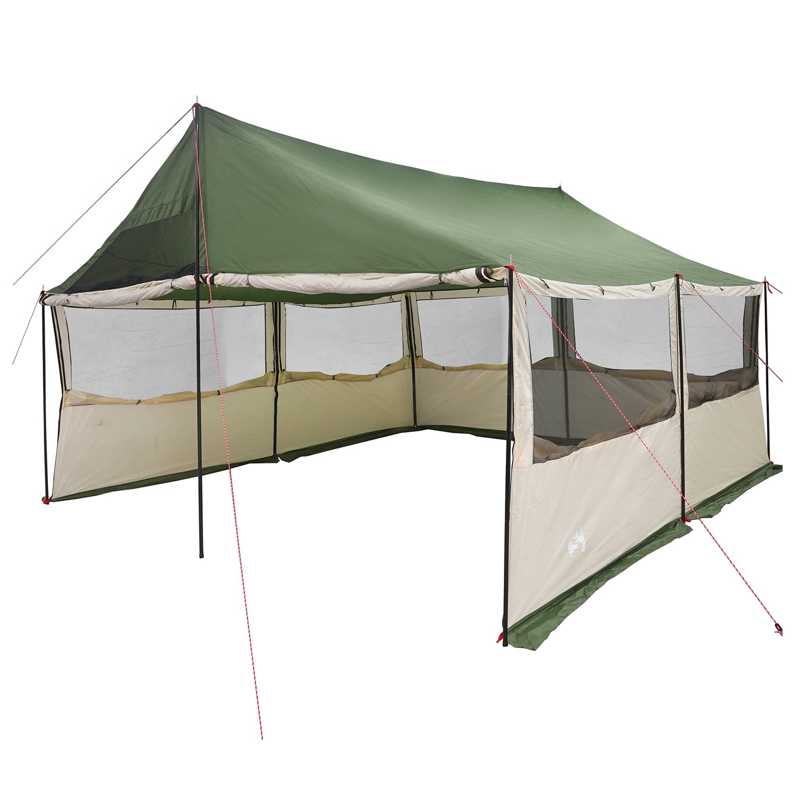 Familietelt med tag Grøn 450 x 400 x 265 cm Polyester og Stål billede
