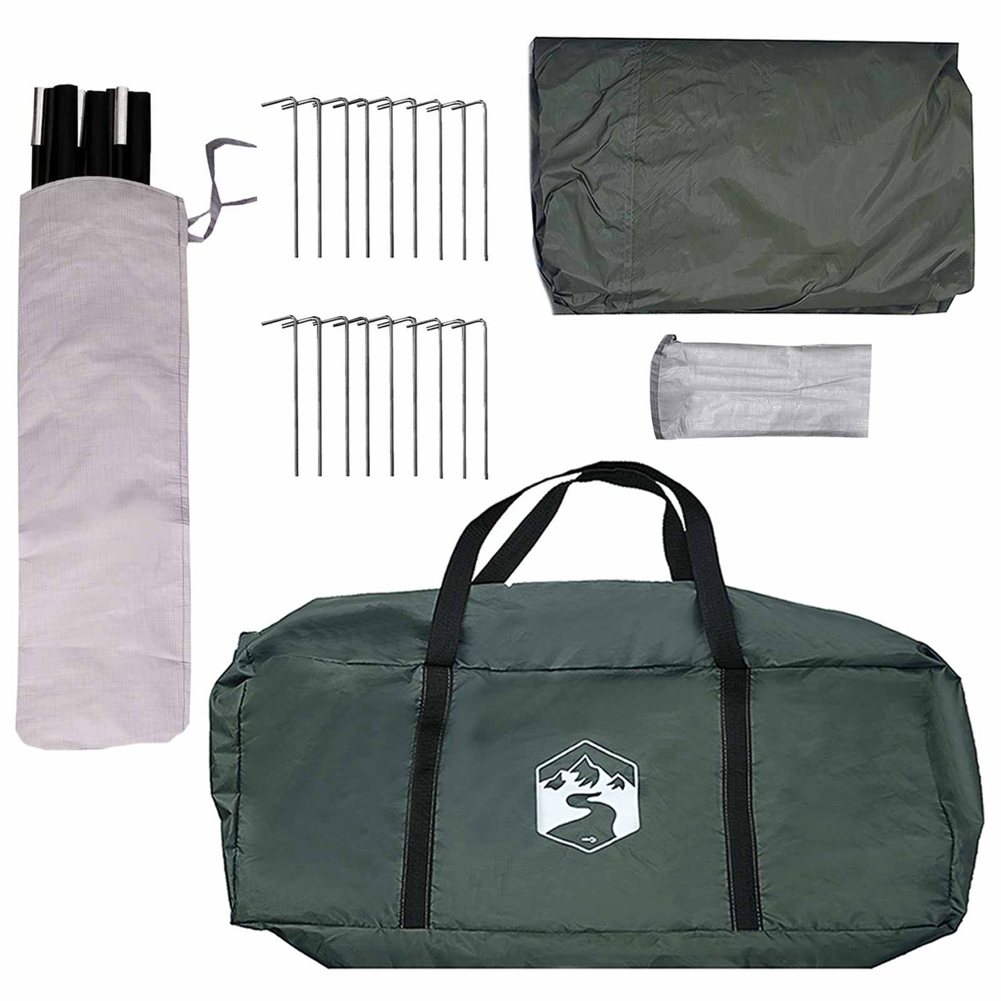 Familietelt Army grøn 450 x 400 x 265 cm Polyester og Stål