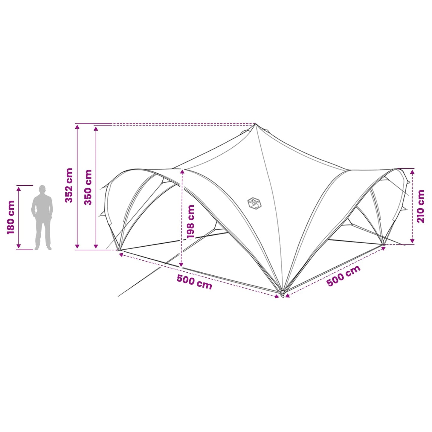 Party Tent Army grøn 500 x 500 x 350 cm Polyester og Stål