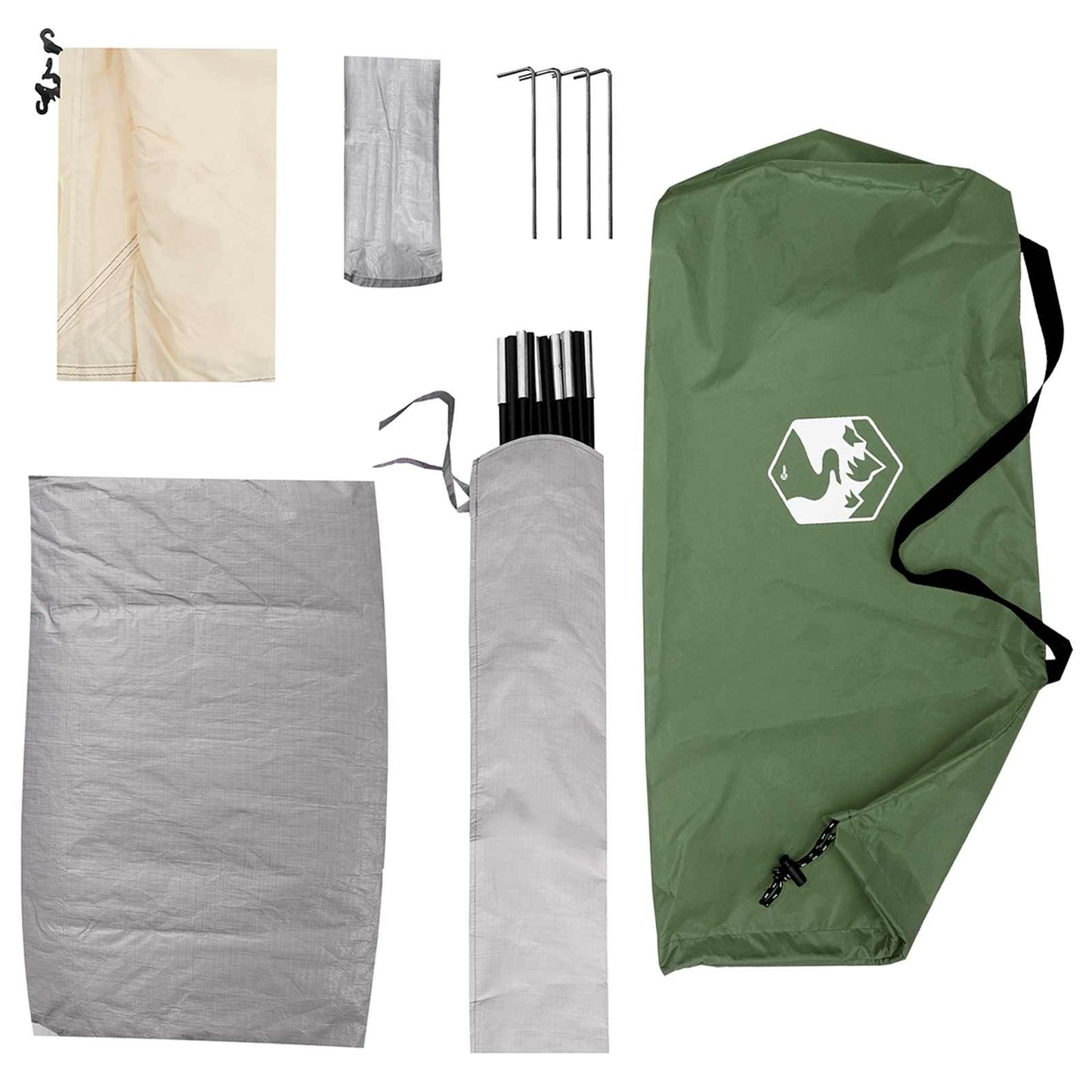 Camping telt med tag med luftventil Grøn 190 x 140 x 105 cm