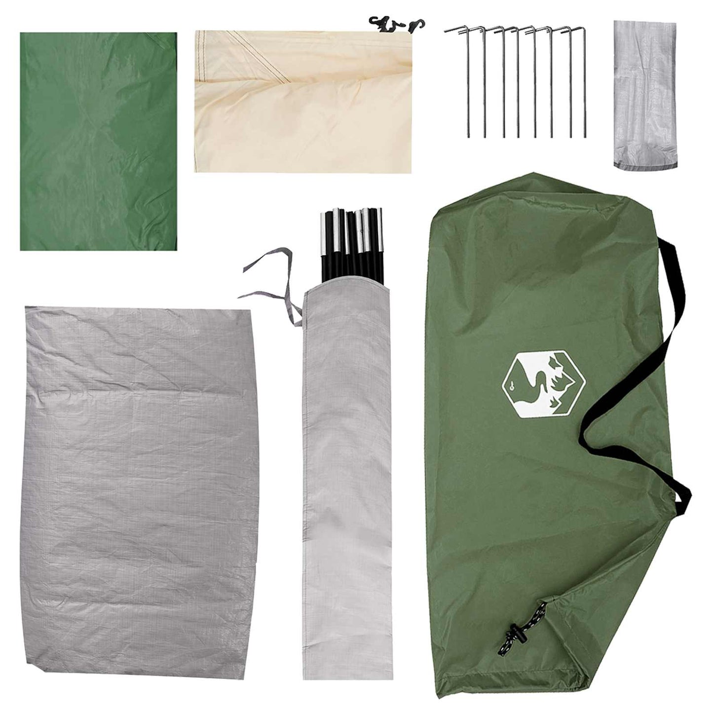 Camping telt med tag Grøn 2-personers Polyester og Stål