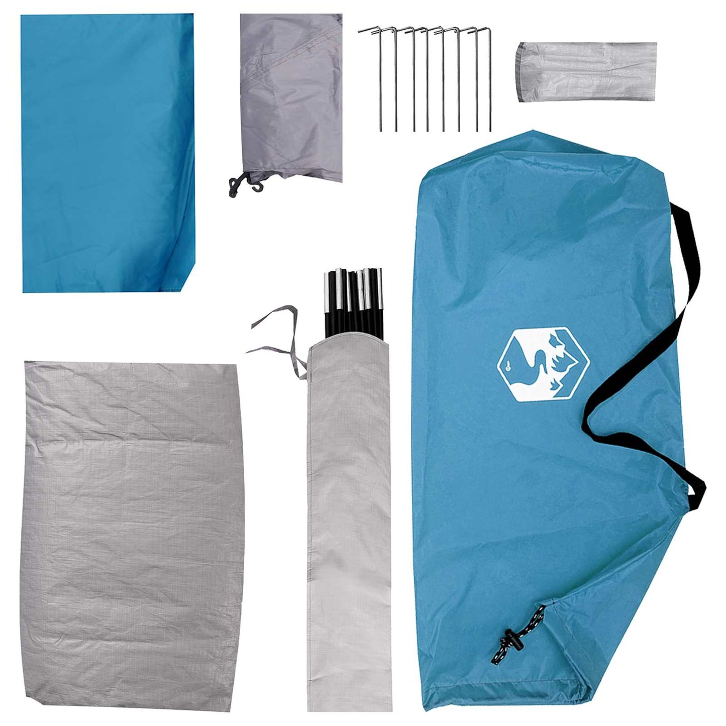 Camping telt med tag Blå 2-personers Polyester og Stål