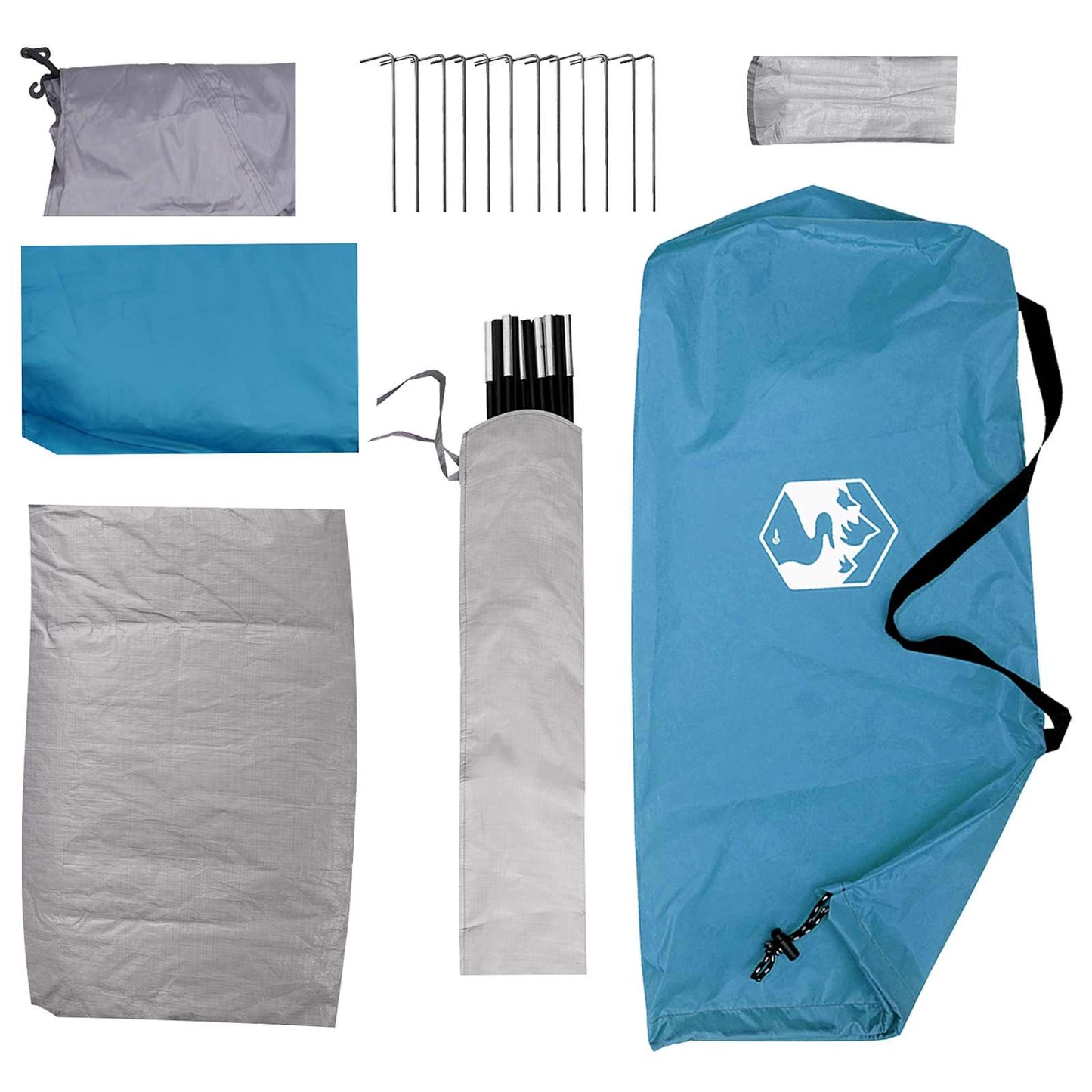 Camping telt med tag Blå 4-personers Polyester og Stål