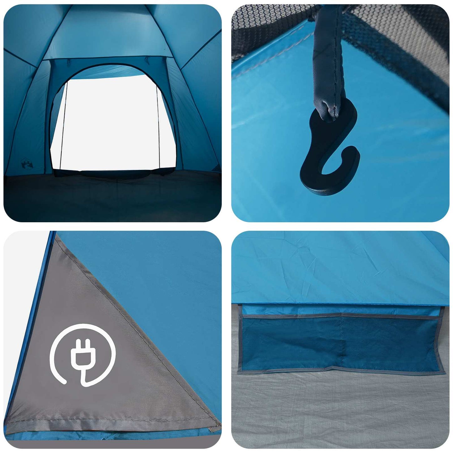 Camping telt med tag Blå 4-personers Polyester og Stål