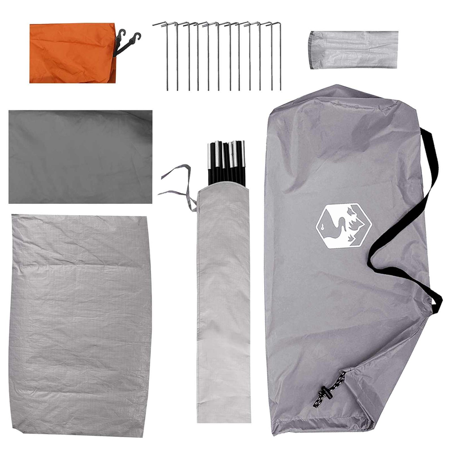 Camping telt Grå og orange 4-personers Polyester og Stål