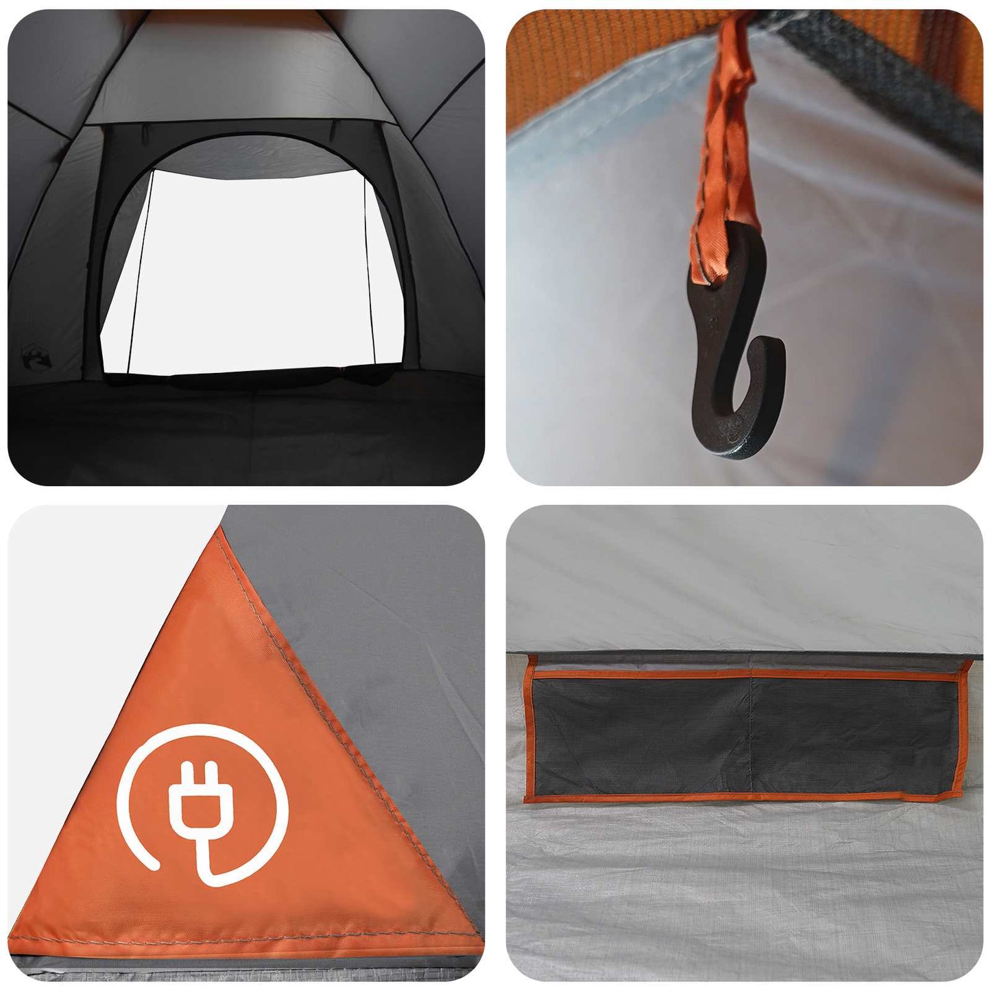 Camping telt Grå og orange 4-personers Polyester og Stål