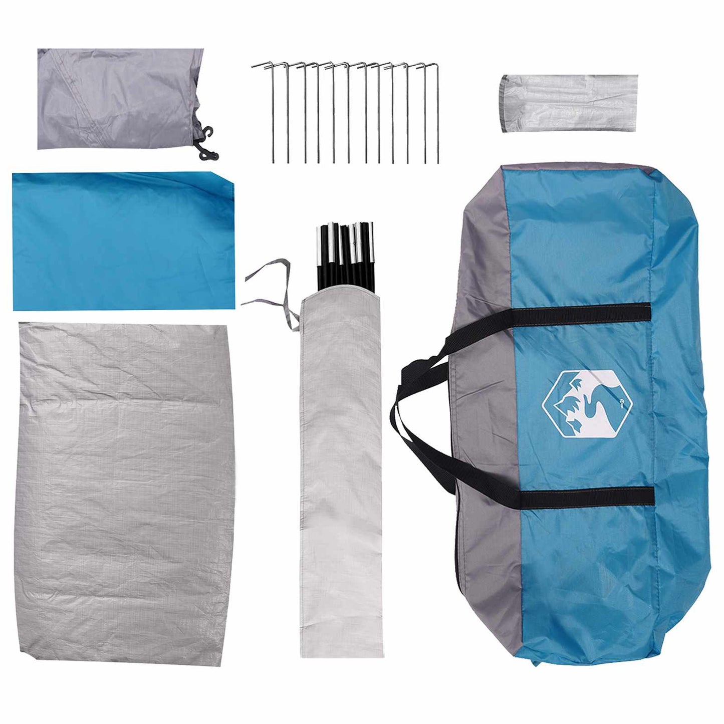 Camping telt med tag Blå 6-personers Polyester og Stål
