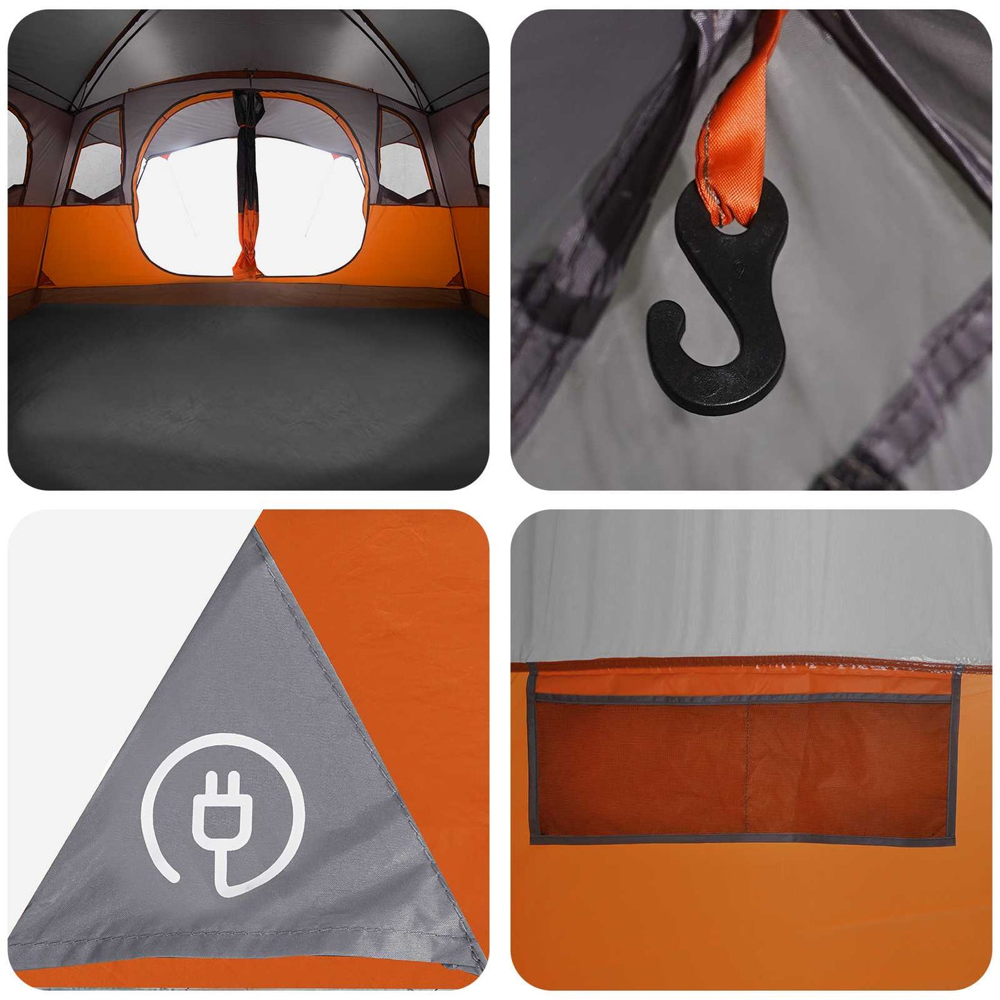 Tunneltelt Grå og orange 366 x 244 x 198 cm Polyester og Stål
