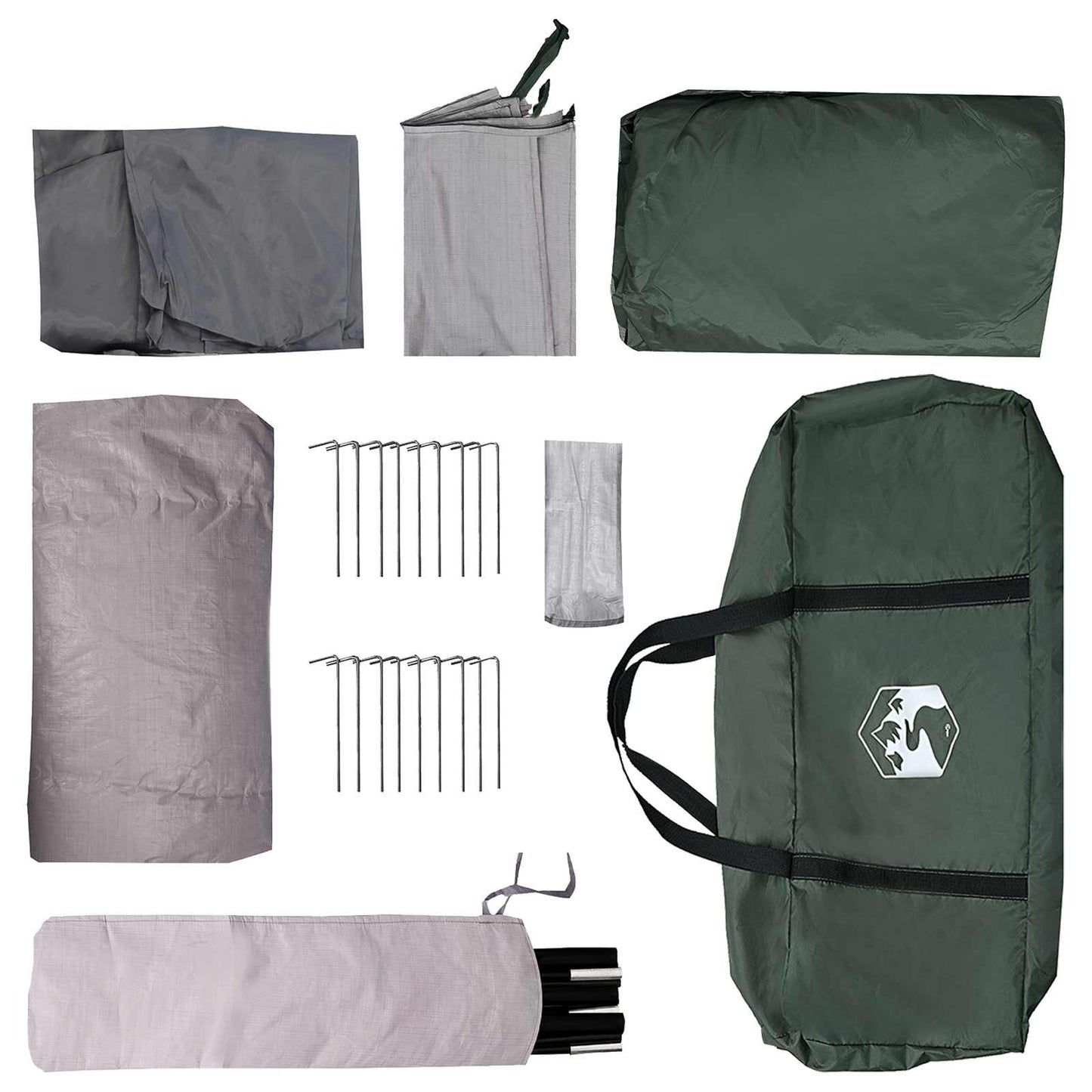 Tunneltelt Army Grøn 366 x 244 x 198 cm Polyester og Stål