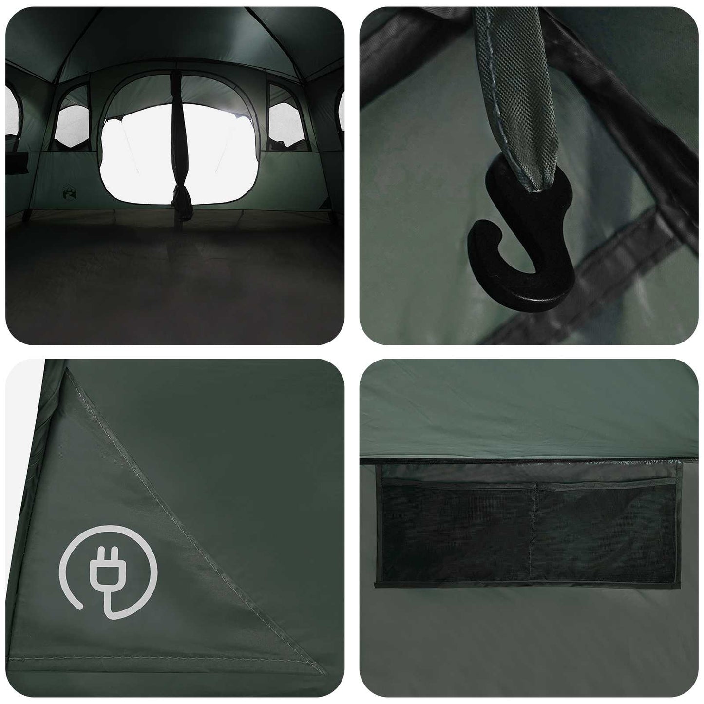 Tunneltelt Army Grøn 366 x 244 x 198 cm Polyester og Stål