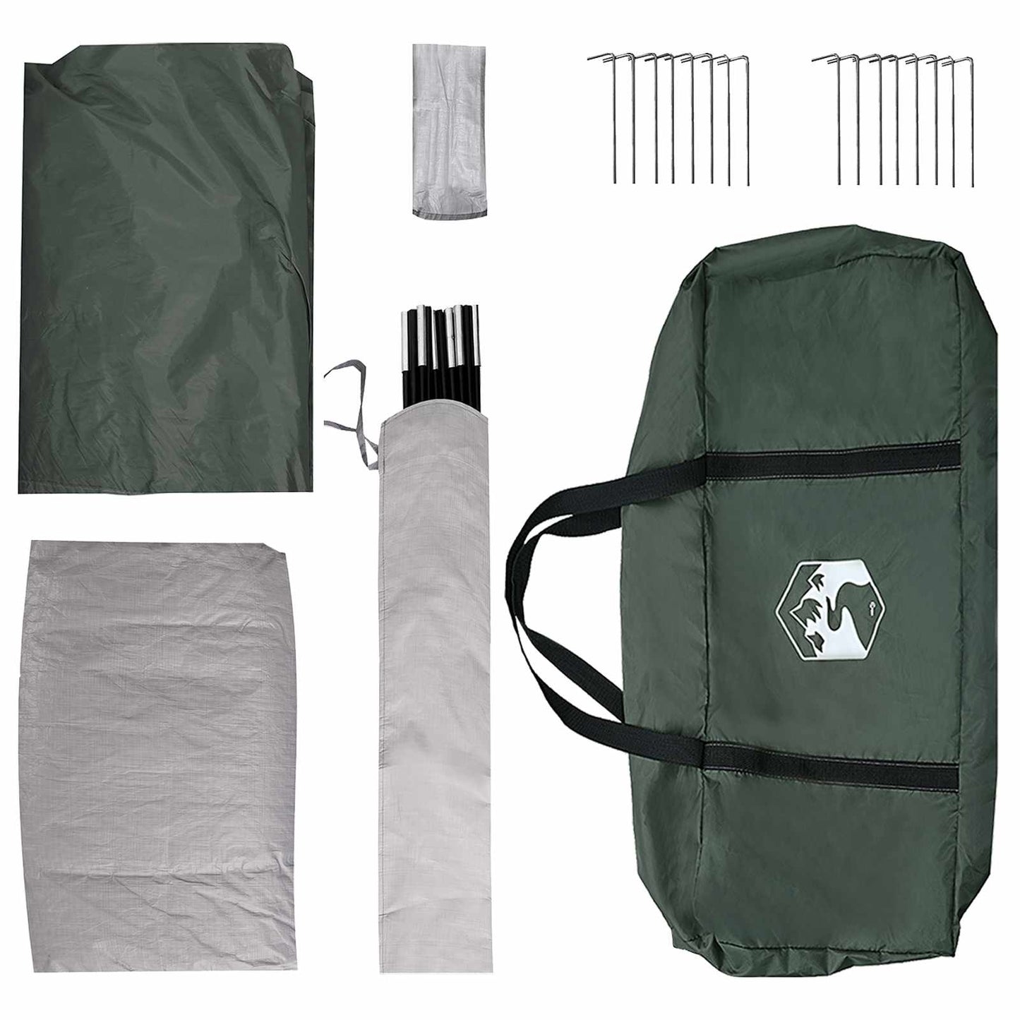 Familietelt Army Grøn 487 x 340 x 216 cm Polyester og Stål