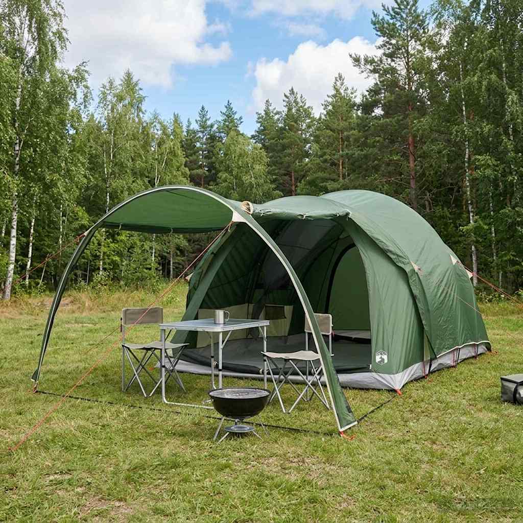 Tunneltelt med tag Grøn 370 x 275 x 210 cm Polyester og Stål