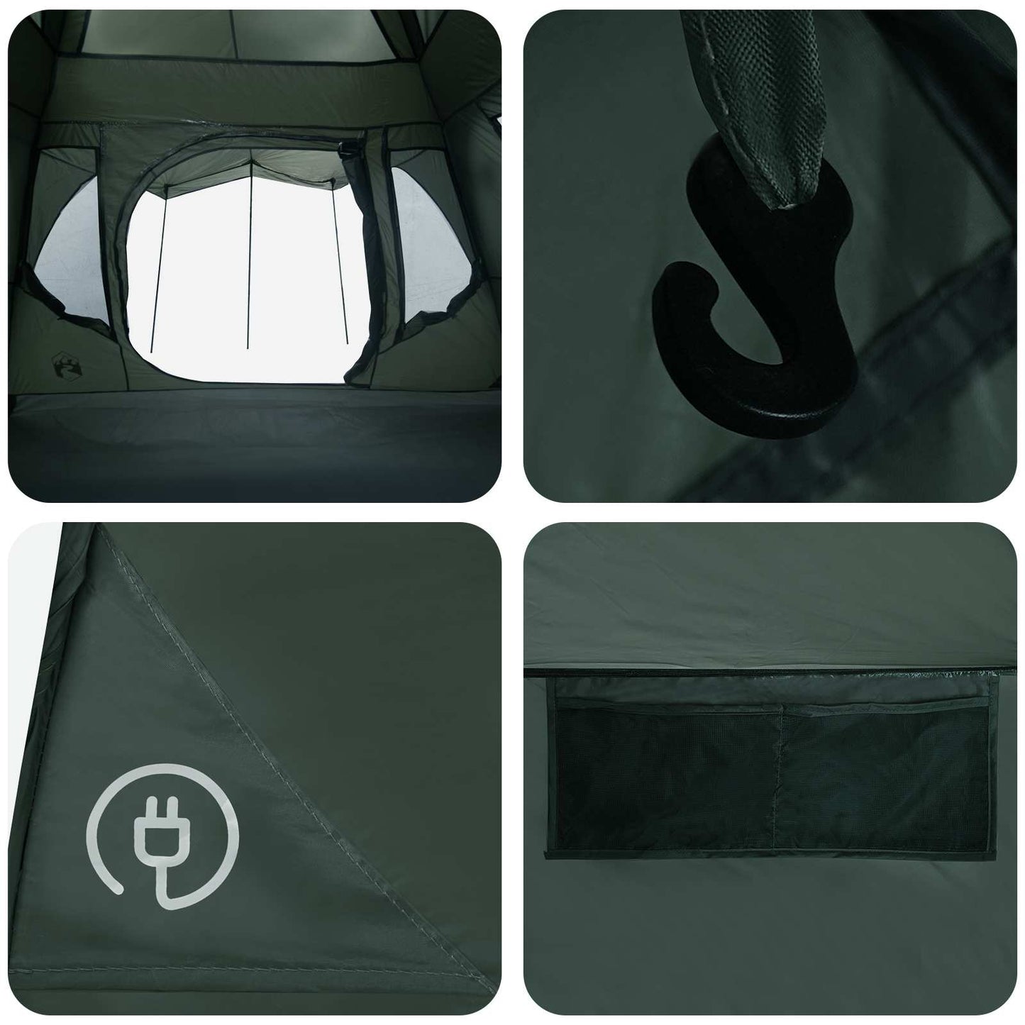 Familietelt Army Grøn 305 x 275 x 190 cm Polyester og Stål