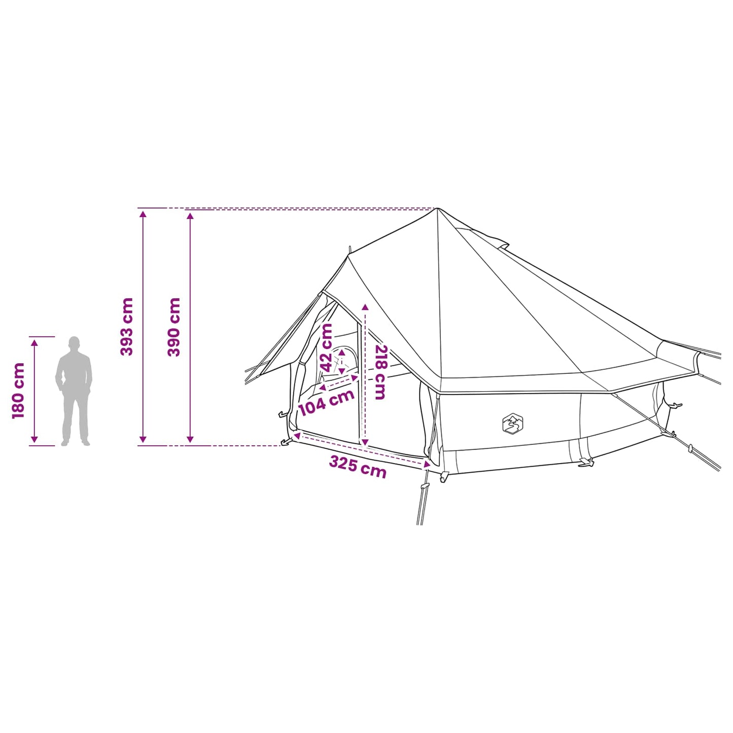 Tipi telt med tag Grøn 700 x 700 x 395 cm Polyester og Stål