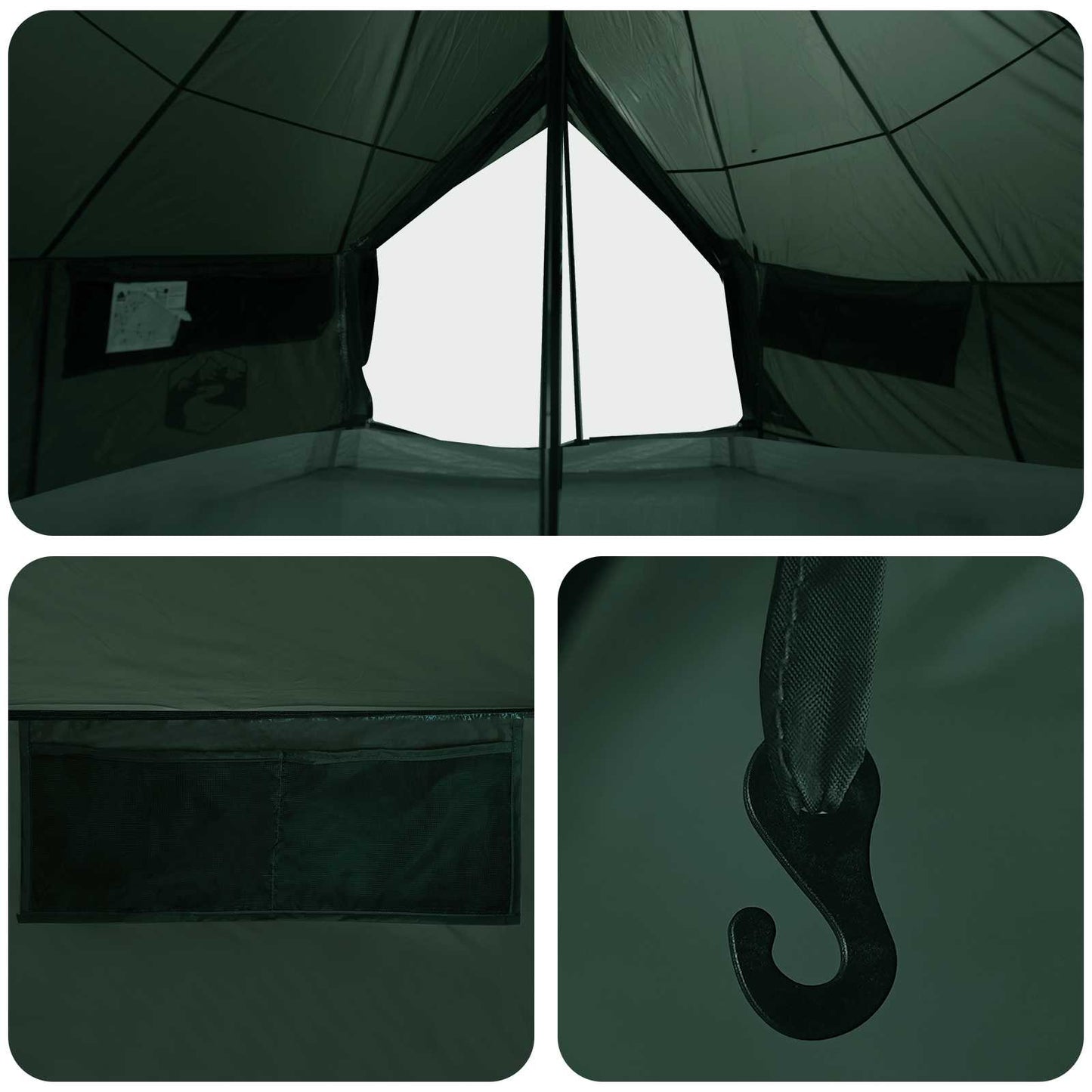 Tipi telt Army Grøn 700 x 700 x 395 cm Polyester og Stål