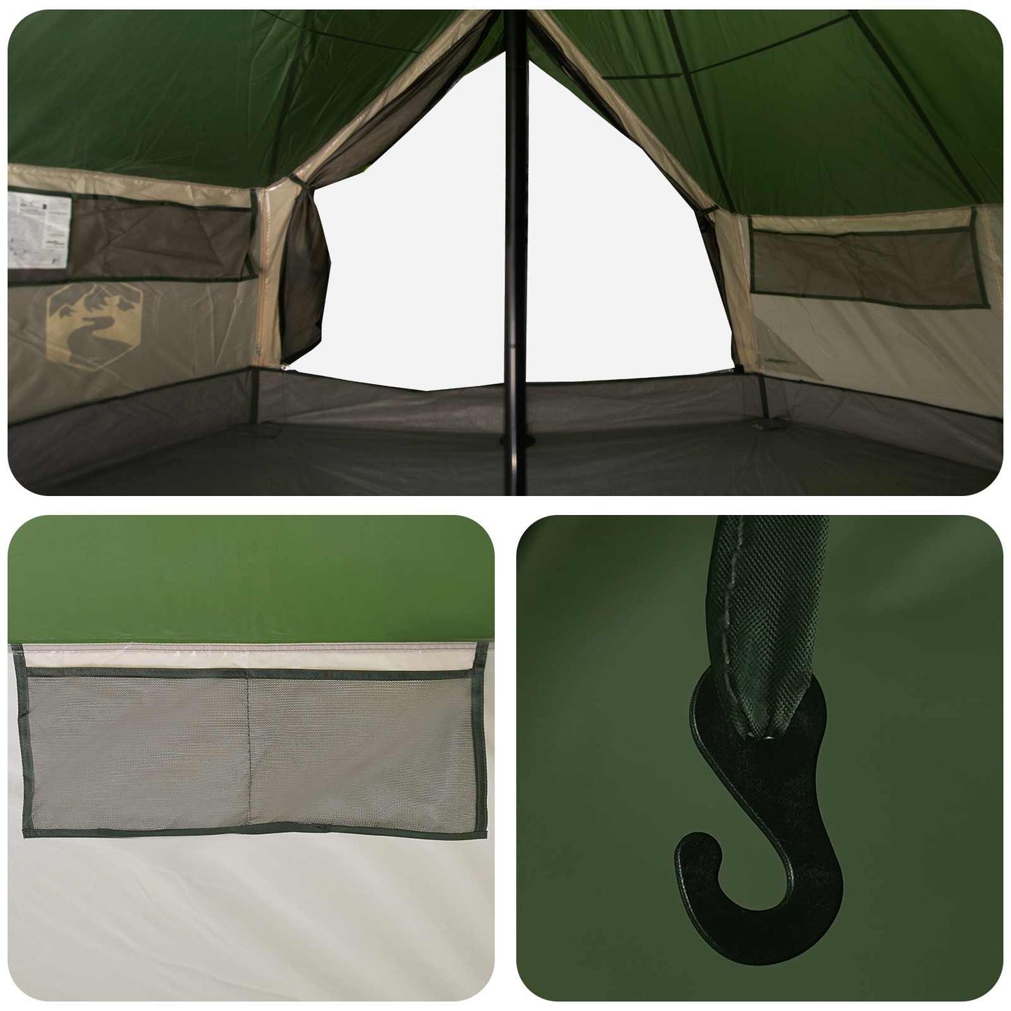 Tipi telt med tag Grøn 800 x 800 x 430 cm Polyester og Stål