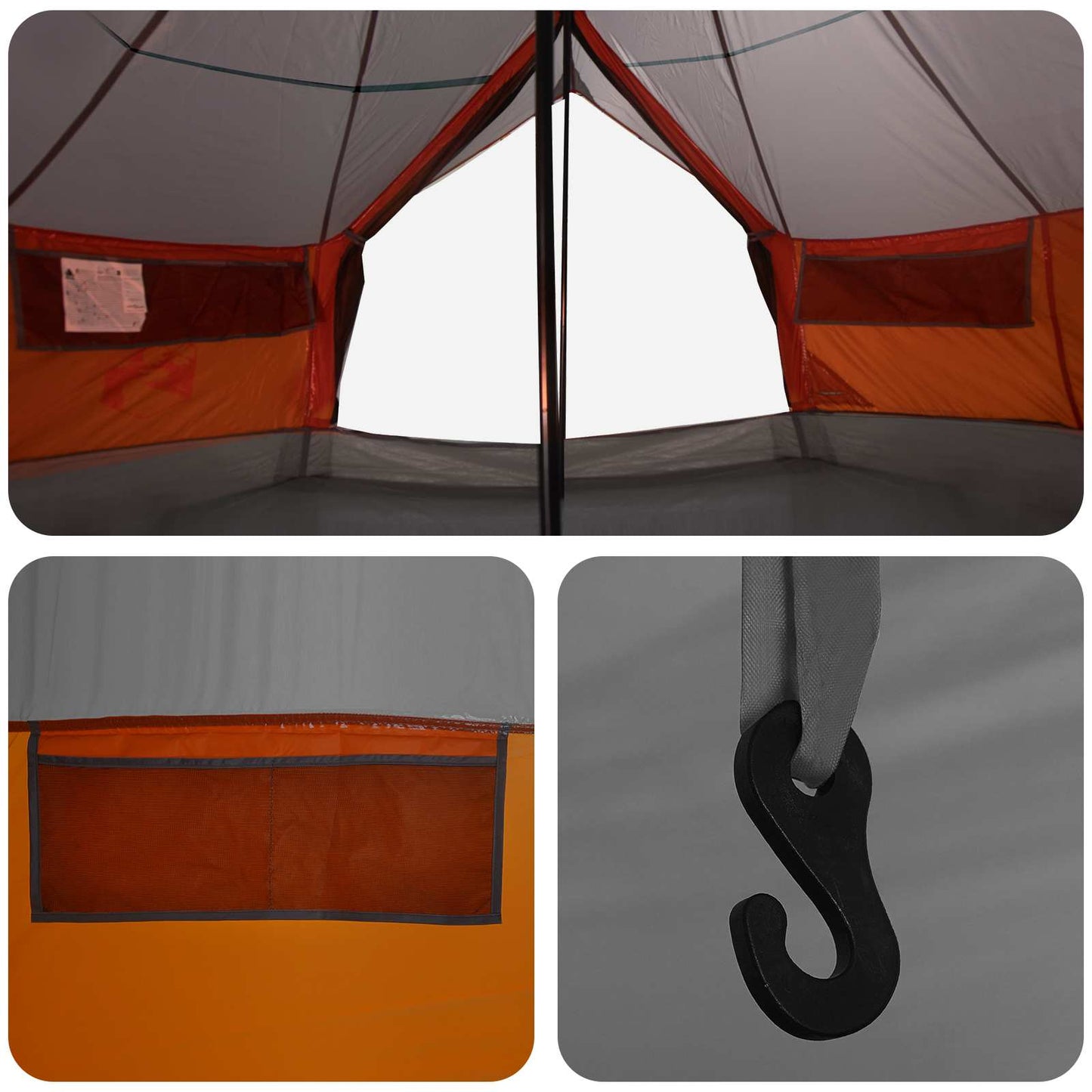 Tipi telt Grå og orange 800 x 800 x 430 cm Polyester og Stål
