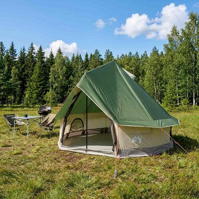 Tipi telt med tag Grøn 250 x 250 cm Polyester og Stål