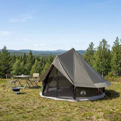 Tipi telt med tag Brun Grå 250 x 250 cm Polyester og Stål