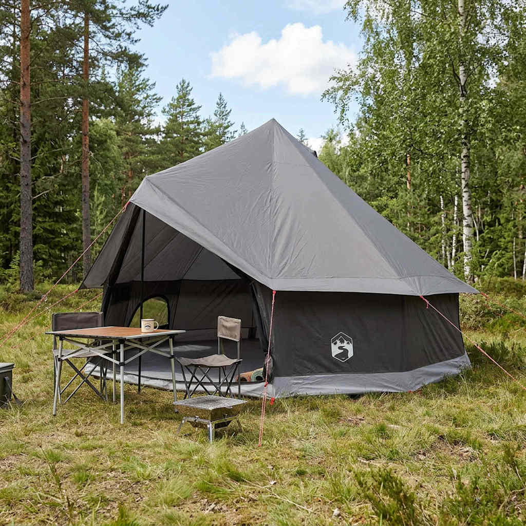 Tipi telt med tag Brun Grå 400 x 400 x 250 cm Polyester og Stål