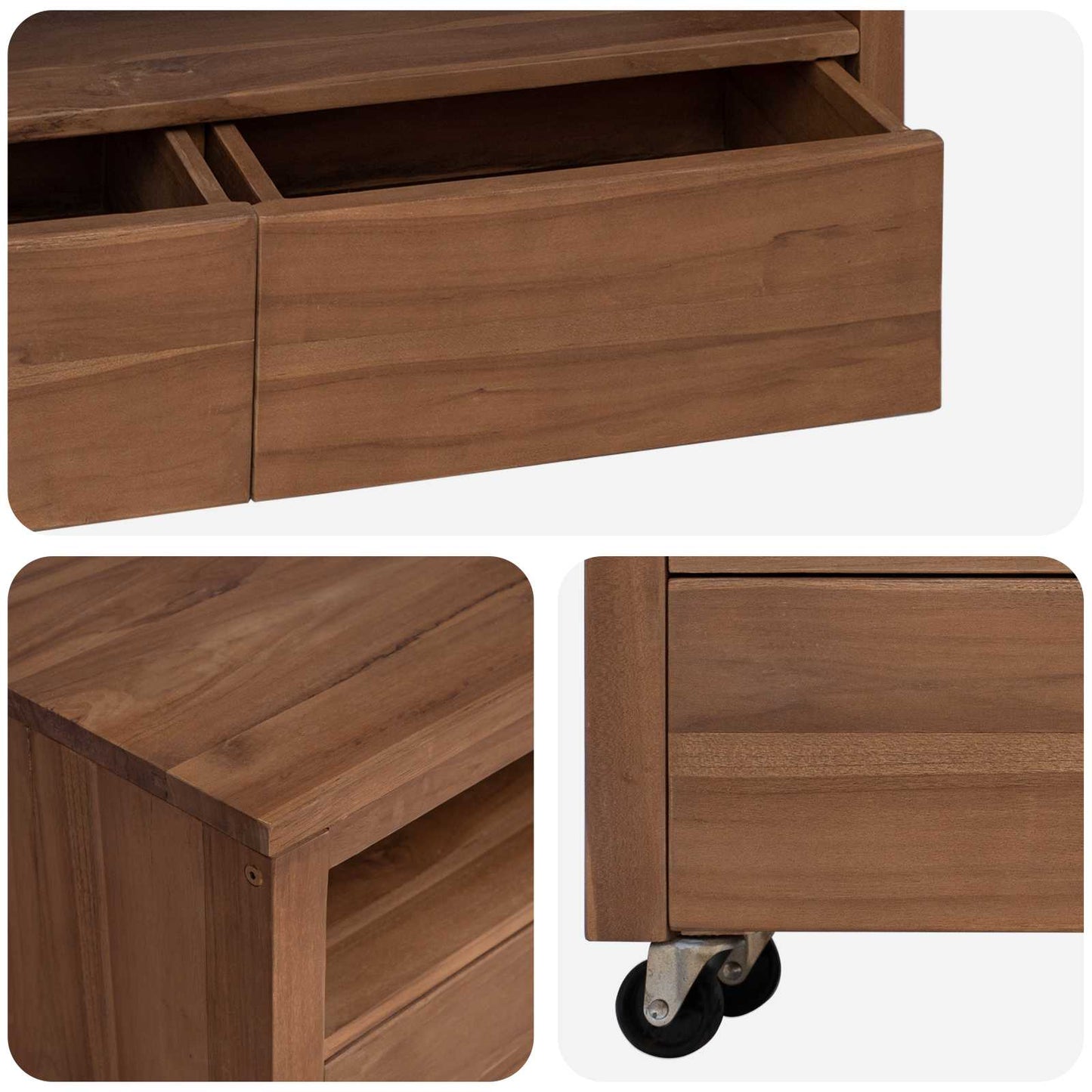 TV-skab 110 x 30 x 40 cm Naturfarvet Massiv Teaktræ