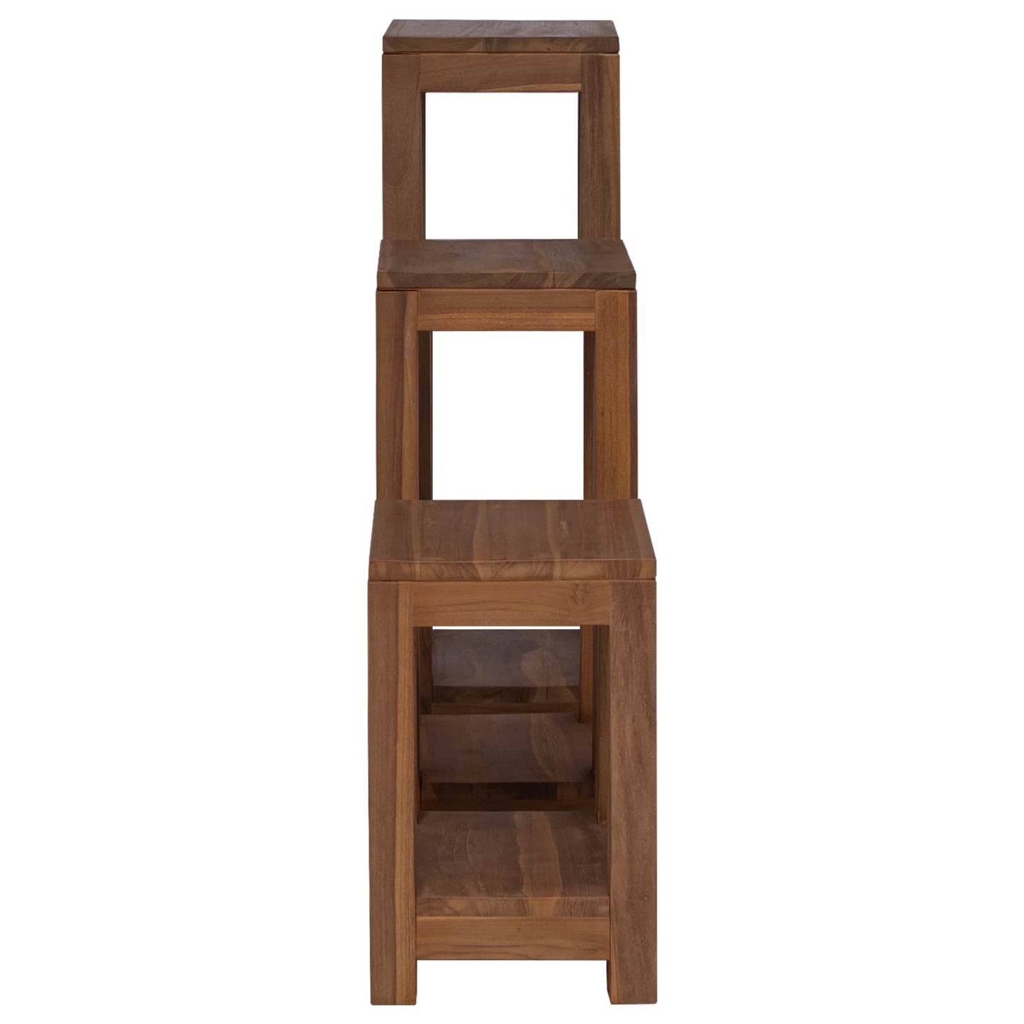 Planteholder 3 stk. Naturfarvet 25 x 25 x 80 cm Massiv Teaktræ