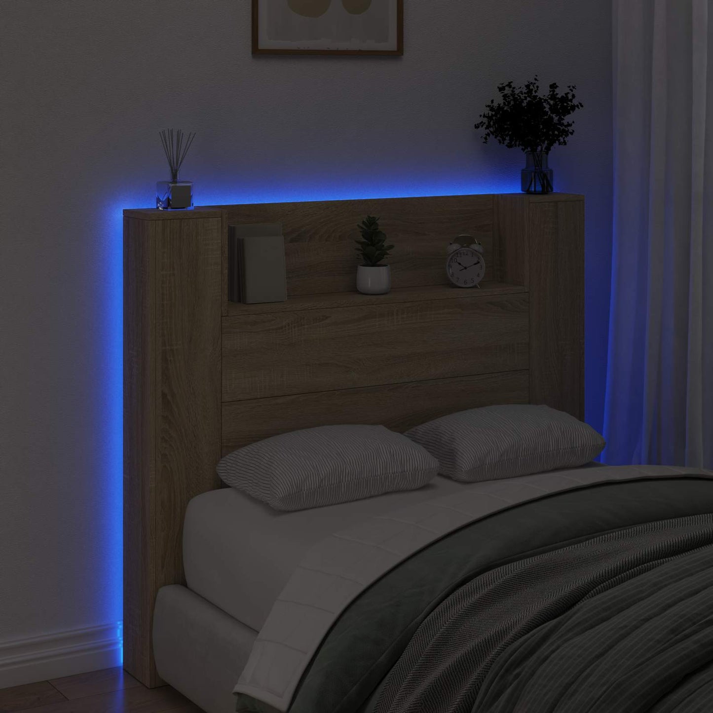 Hovedgærde kabinet med LED Sonoma 120 x 16,5 x 103,5 cm