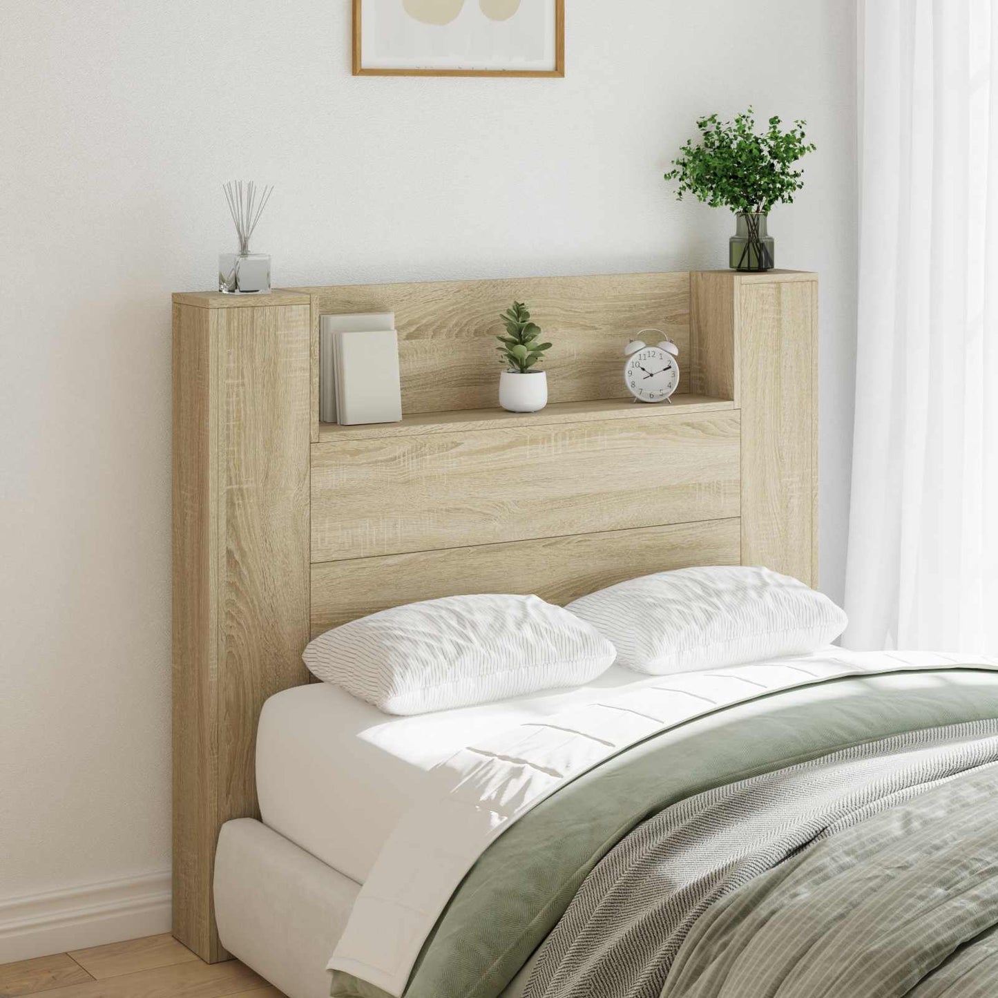 Hovedgærde kabinet med LED Sonoma 120 x 16,5 x 103,5 cm