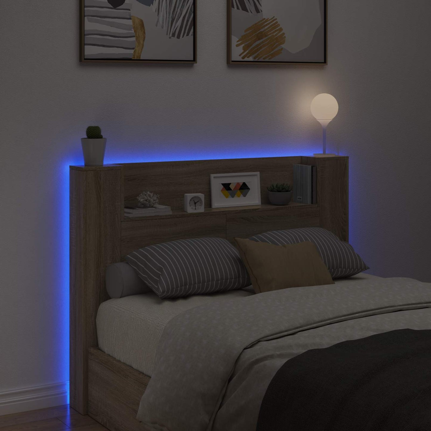 Hovedgærde kabinet med LED Sonoma 140 x 16,5 x 103,5 cm