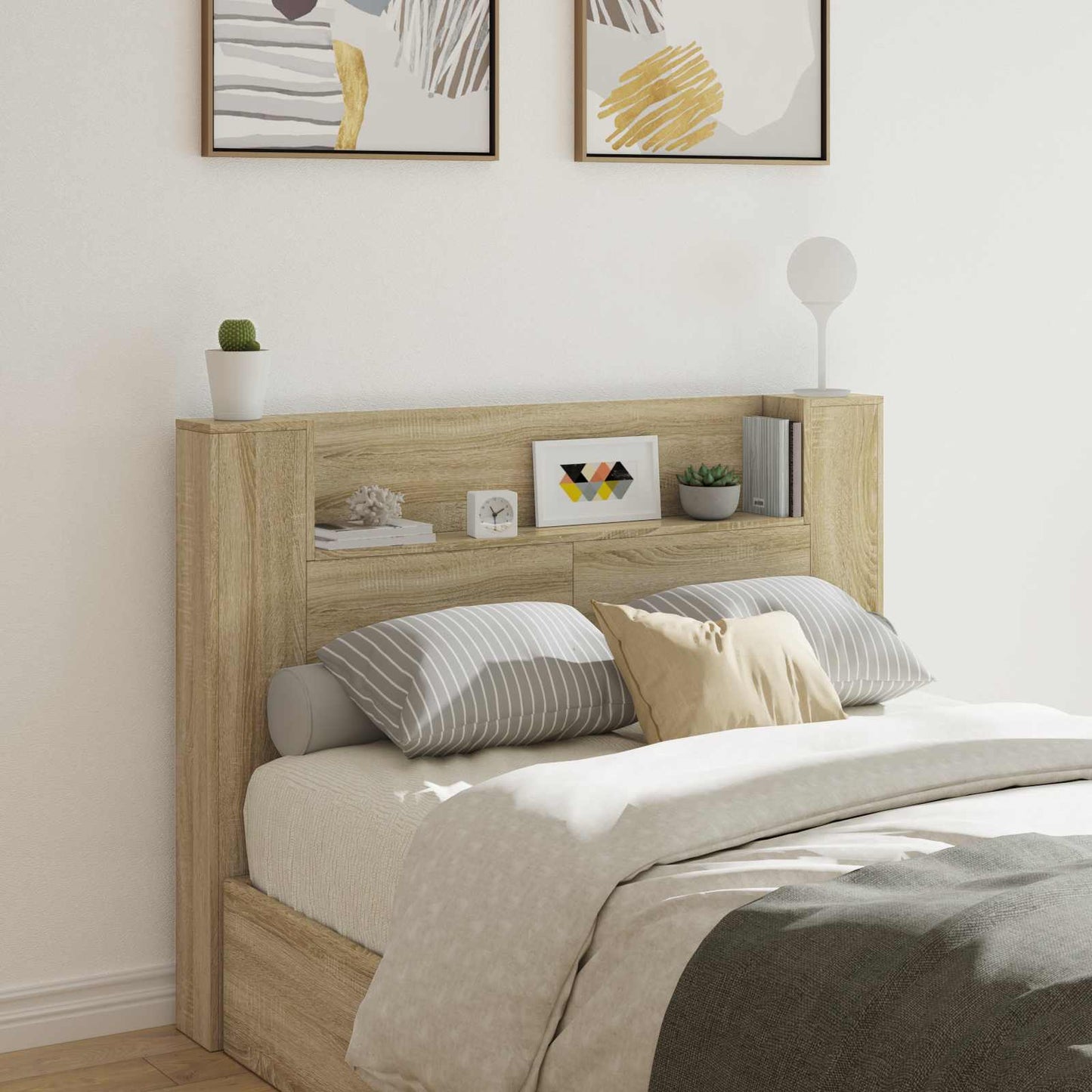 Hovedgærde kabinet med LED Sonoma 140 x 16,5 x 103,5 cm