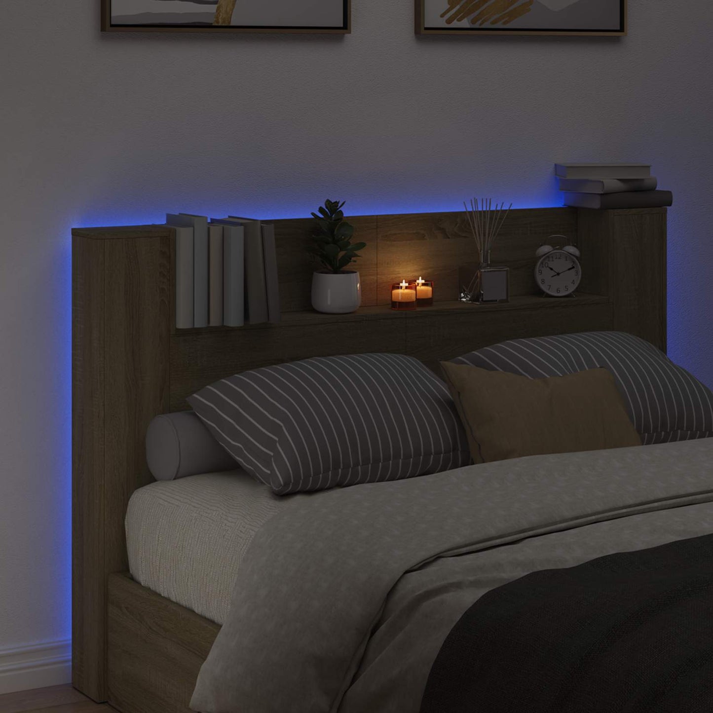 Hovedgærde kabinet med LED Sonoma 160 x 16,5 x 103,5 cm