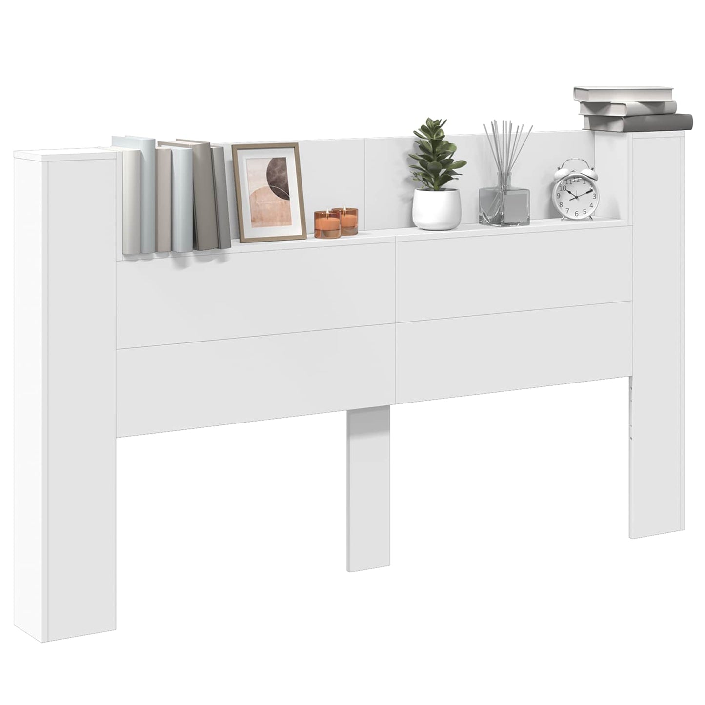 Hovedgærde kabinet med LED med hylde Hvid 180 x 16,5 x 103,5 cm