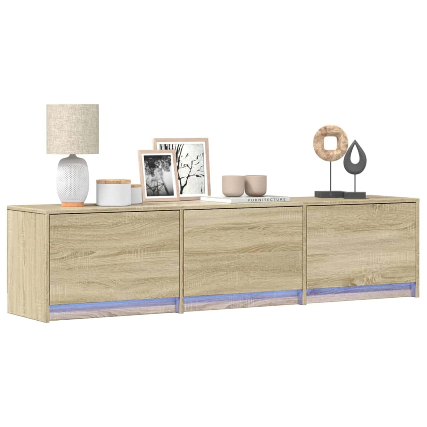 TV-skab med LED Sonoma 165 x 34 x 40 cm Konstrueret træ