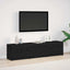 TV-skab med LED Sort eg 165 x 34 x 40 cm Konstrueret træ