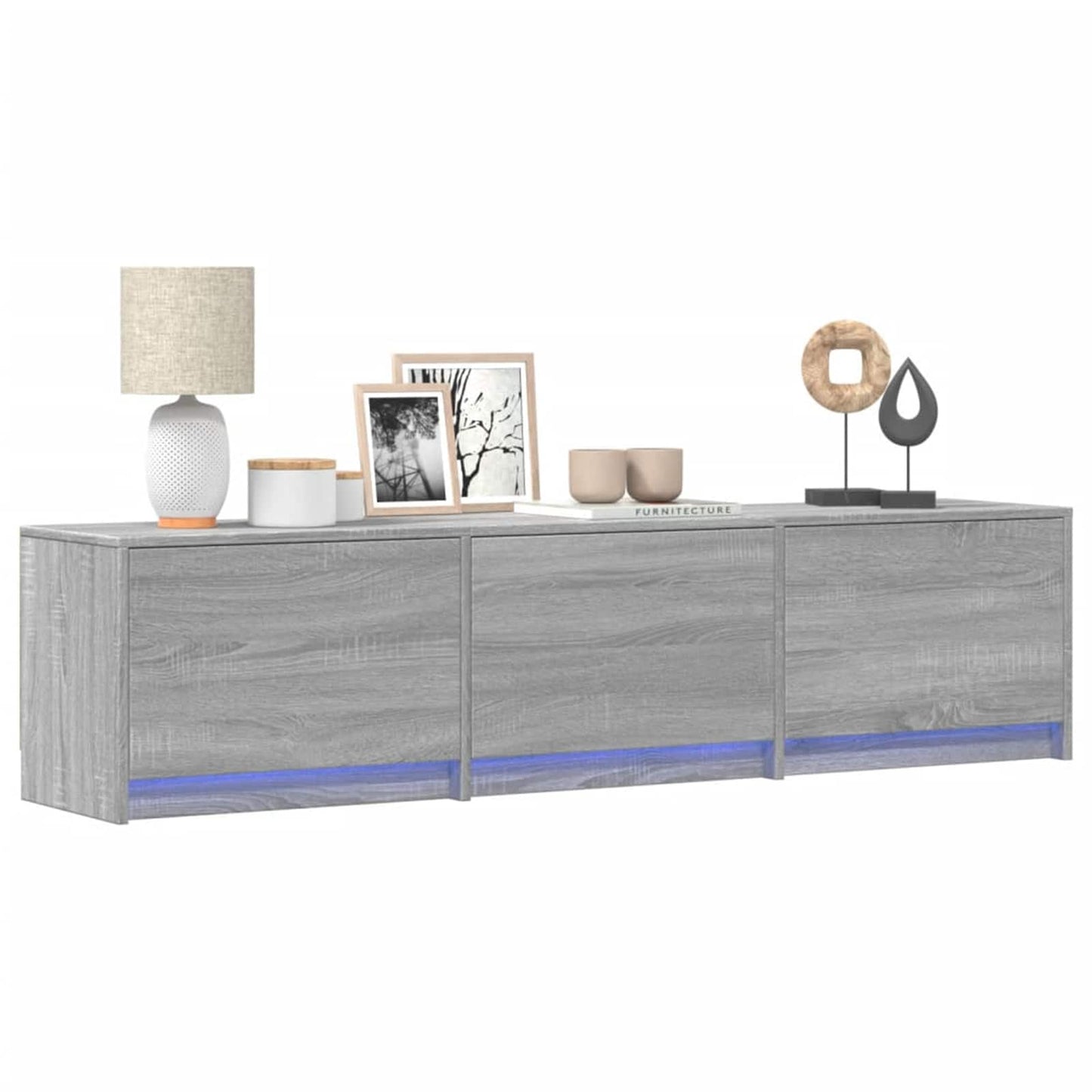 TV-skab med LED Grå Sonoma 165 x 34 x 40 cm Konstrueret træ