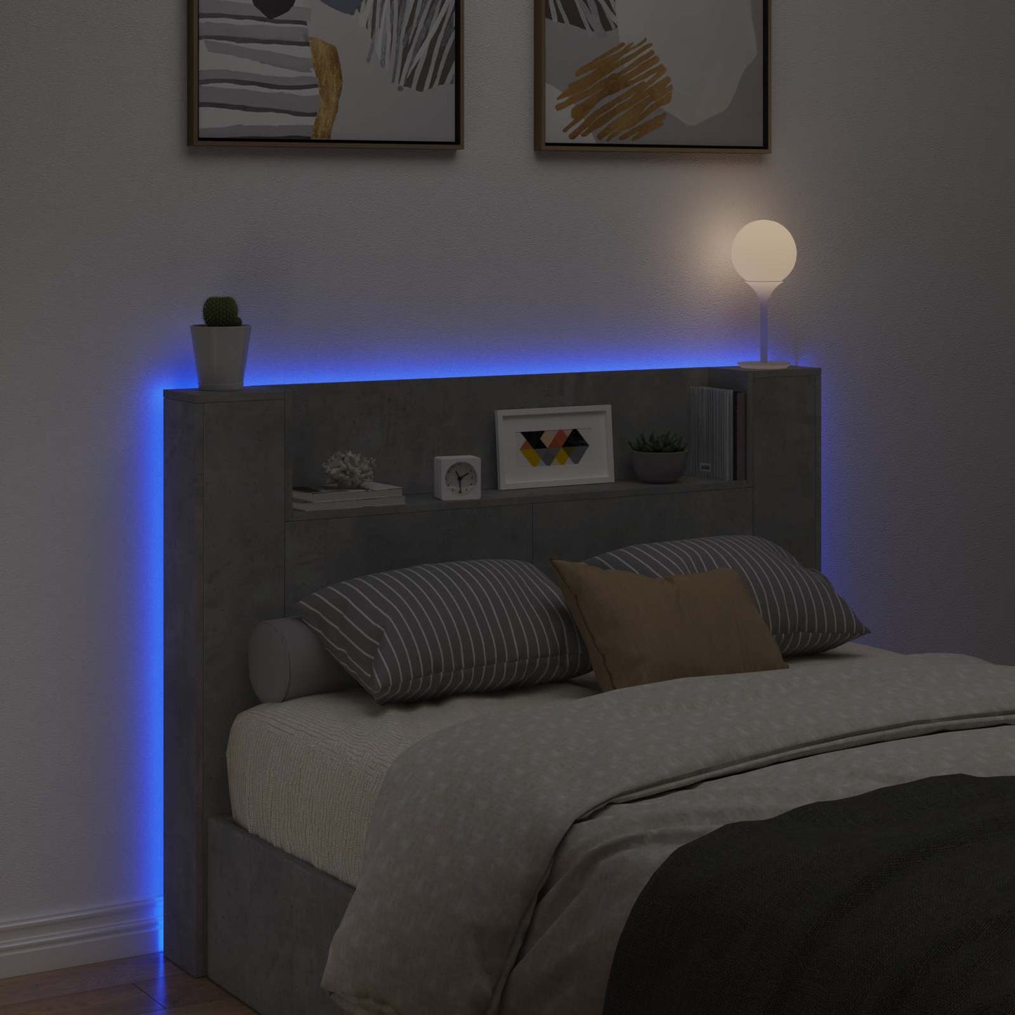 Hovedgærde kabinet med LED Beton 140 x 16,5 x 103,5 cm