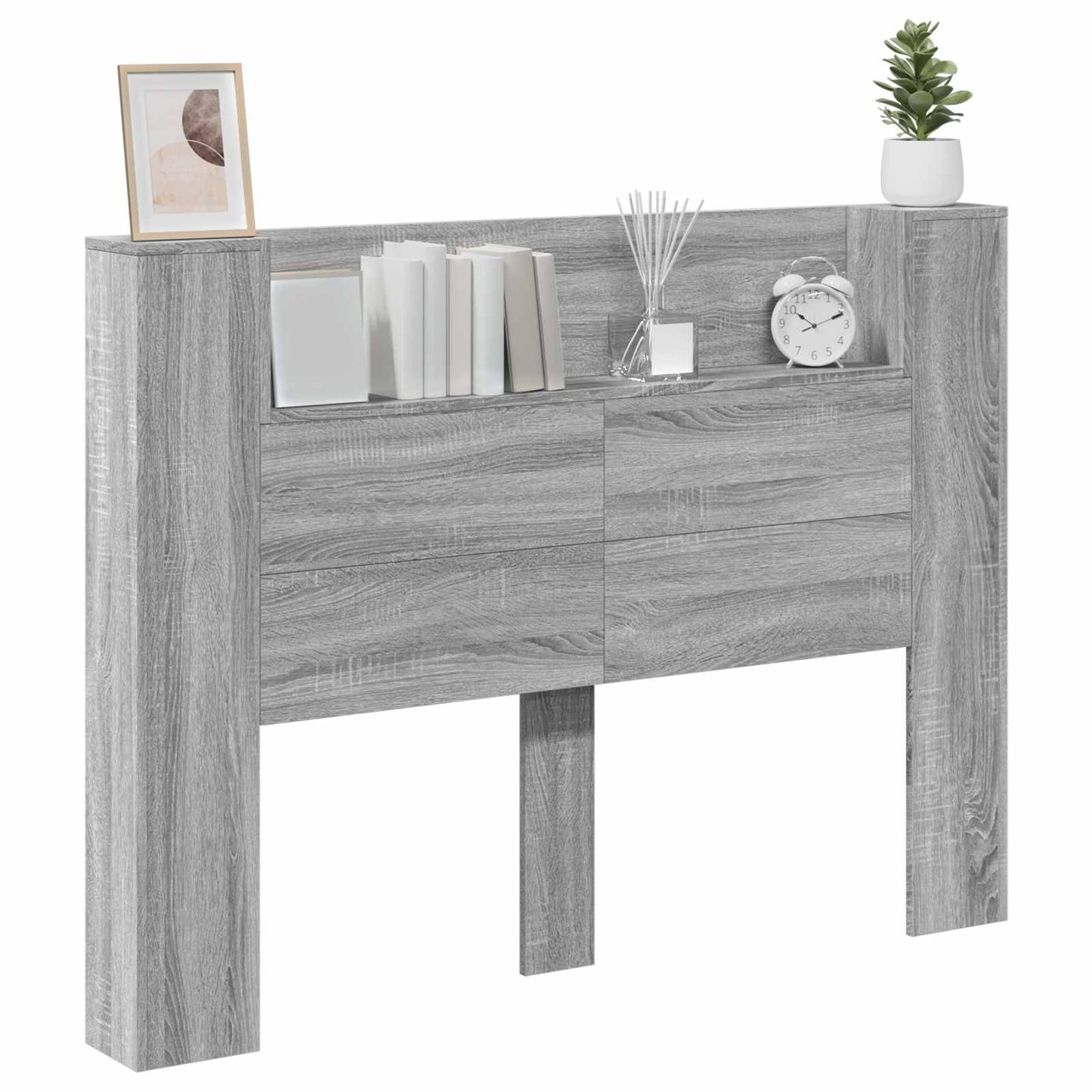 Hovedgærde kabinet med LED Grå Sonoma 140 x 16,5 x 103,5 cm