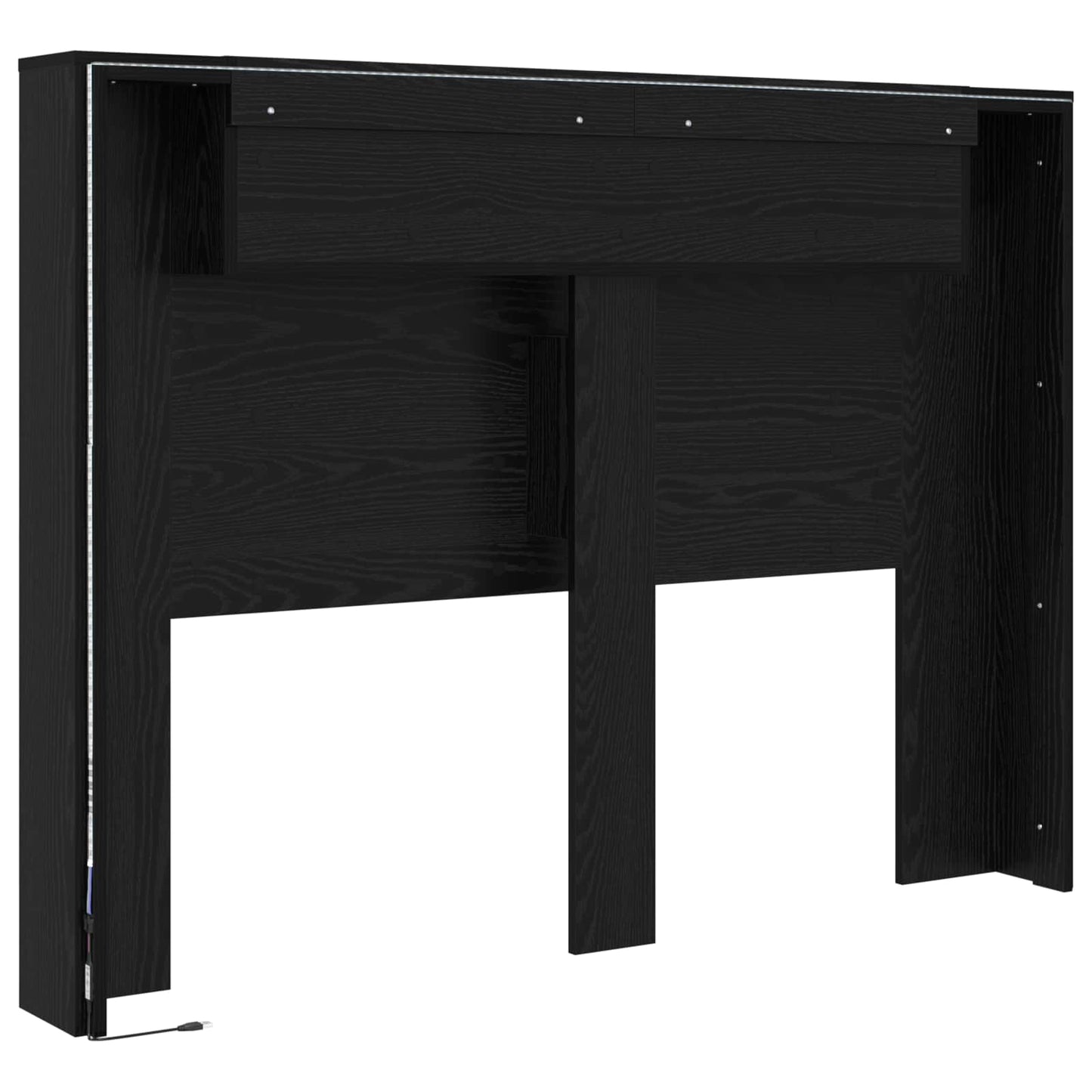 Hovedgærde kabinet med LED Sort Eg 140 x 16,5 x 103,5 cm