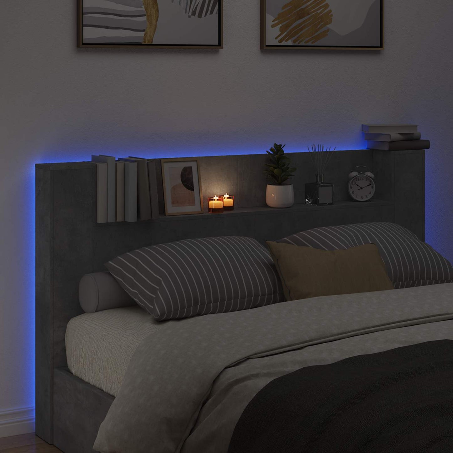 Hovedgærde kabinet med LED Beton 180 x 16,5 x 103,5 cm