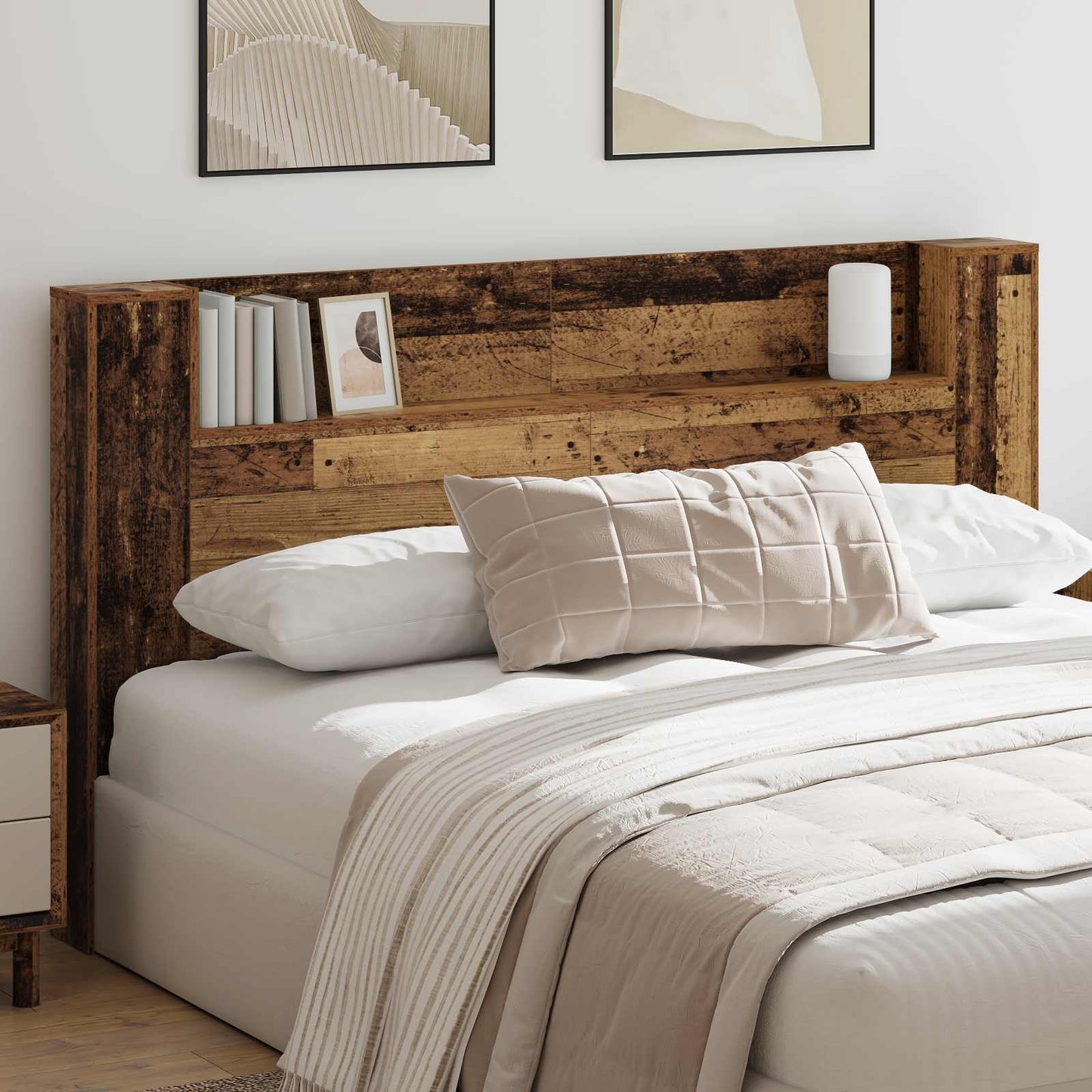 Hovedgærde kabinet med LED Gammelt træ 180 x 16,5 x 103,5 cm