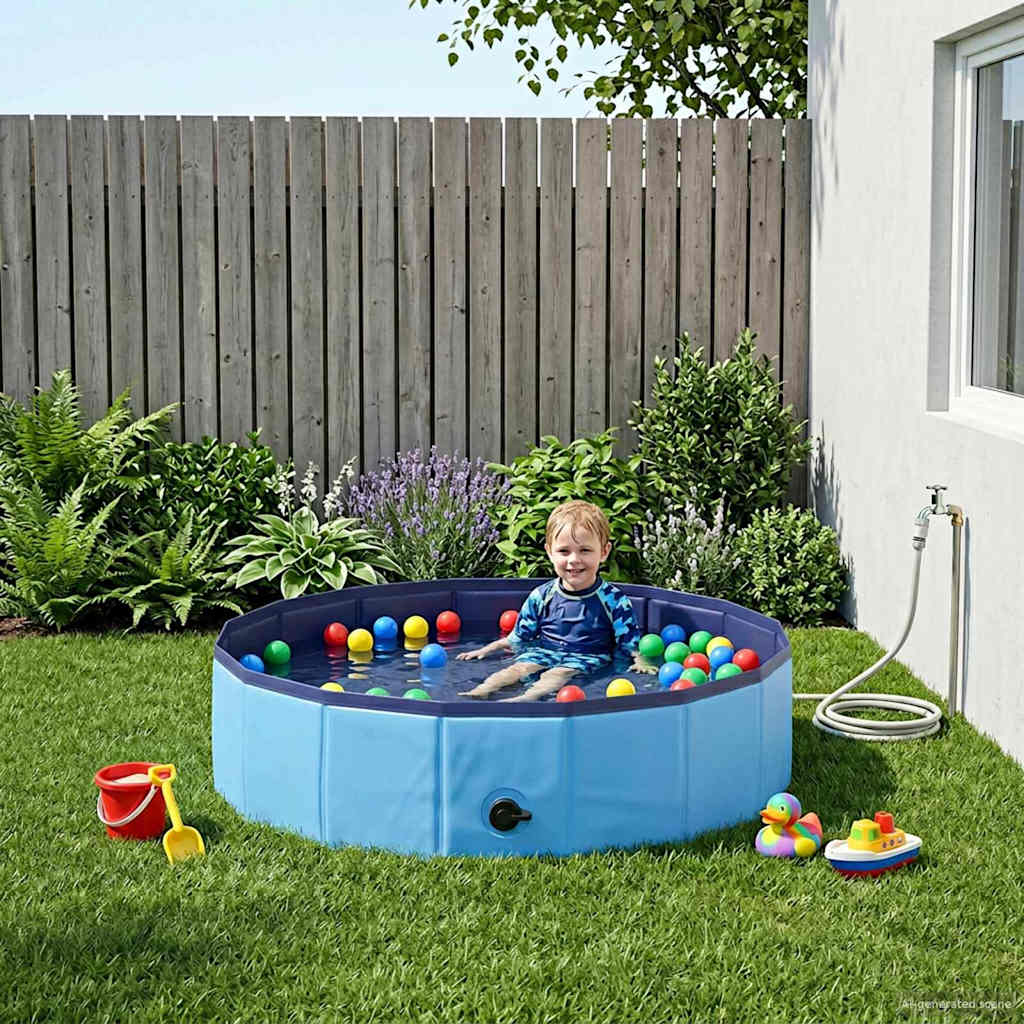 Børne svømmepool Blå Ø 80 x 20 cm Tykt PVC og konstrueret træ billede