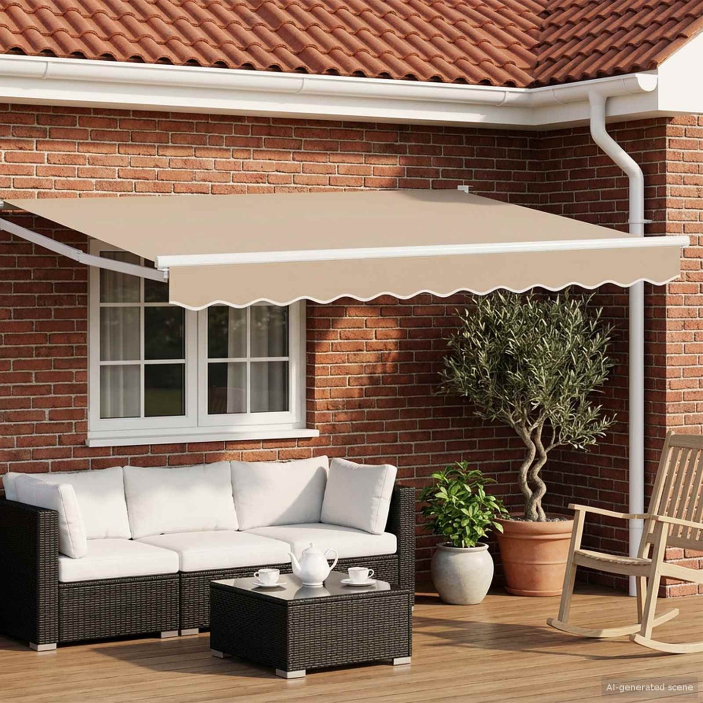 Udtrækkelig markise Beige 3,5 x 2 m Polyester og metal