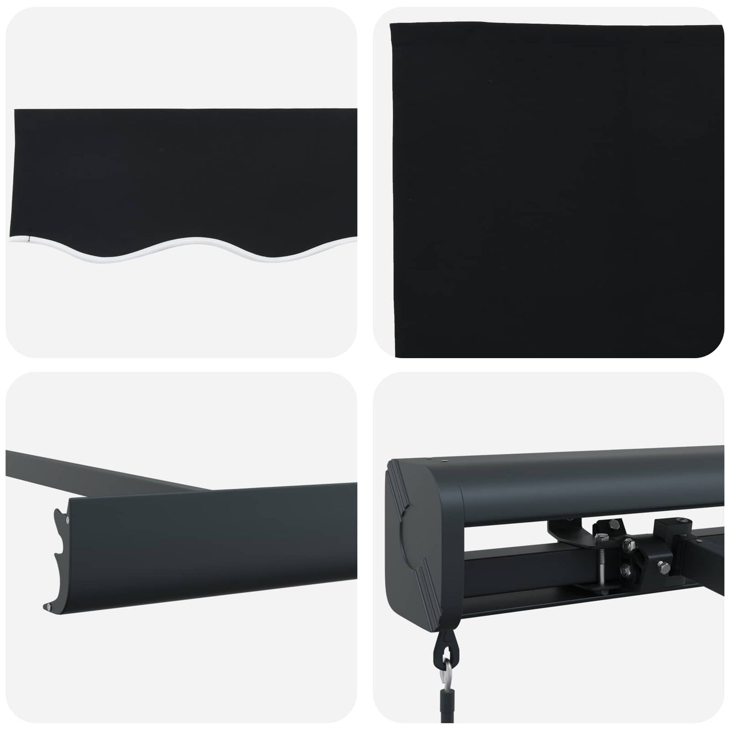 Utrækkelig Markise Sort 4 × 3 m Canvas og Aluminium