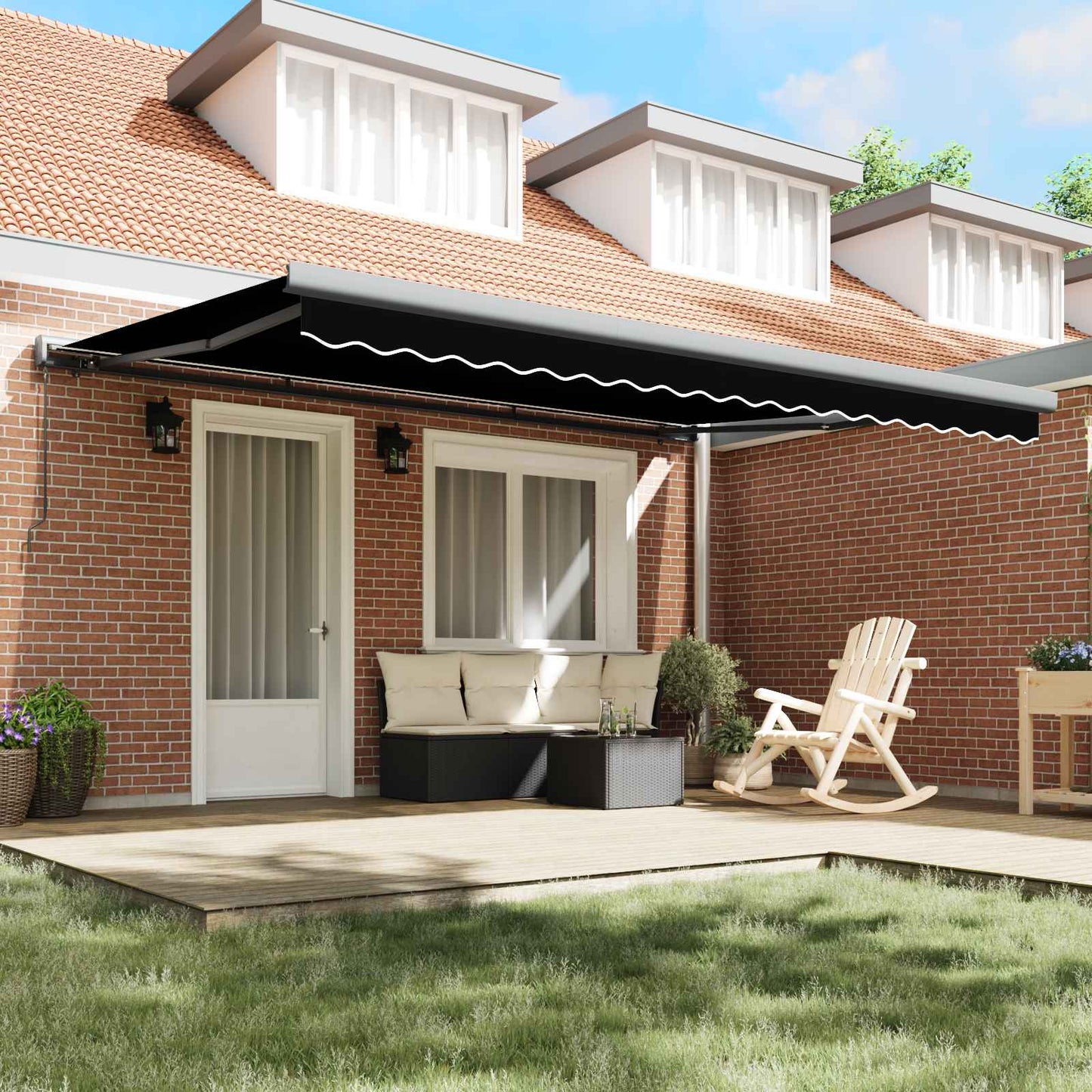 Utrækkelig Markise Sort 4 × 3 m Canvas og Aluminium